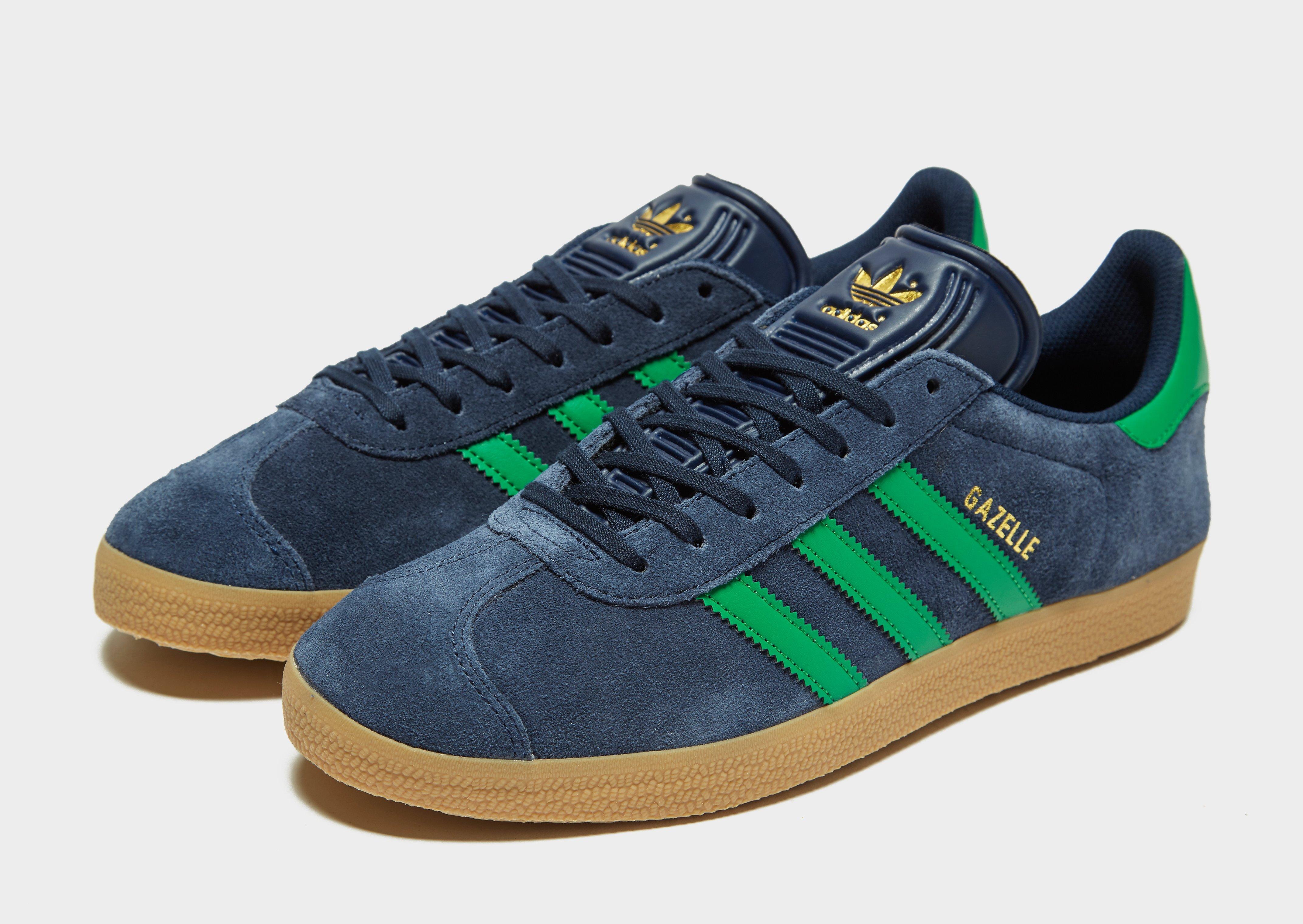 blue and green adidas gazelle