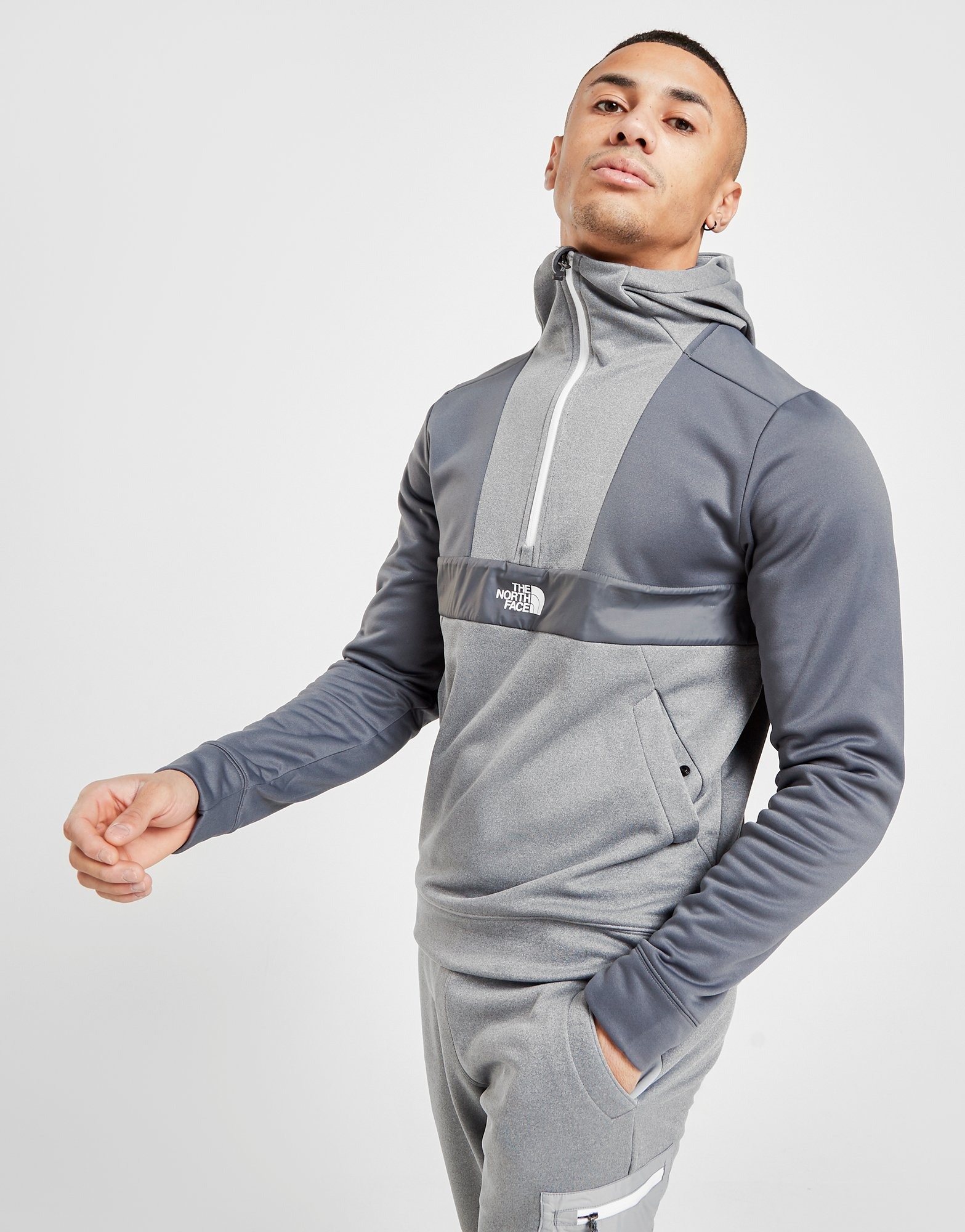 Buy Grey The North Face 1/4 Zip Mittelegi Hoodie | JD Sports | JD ...