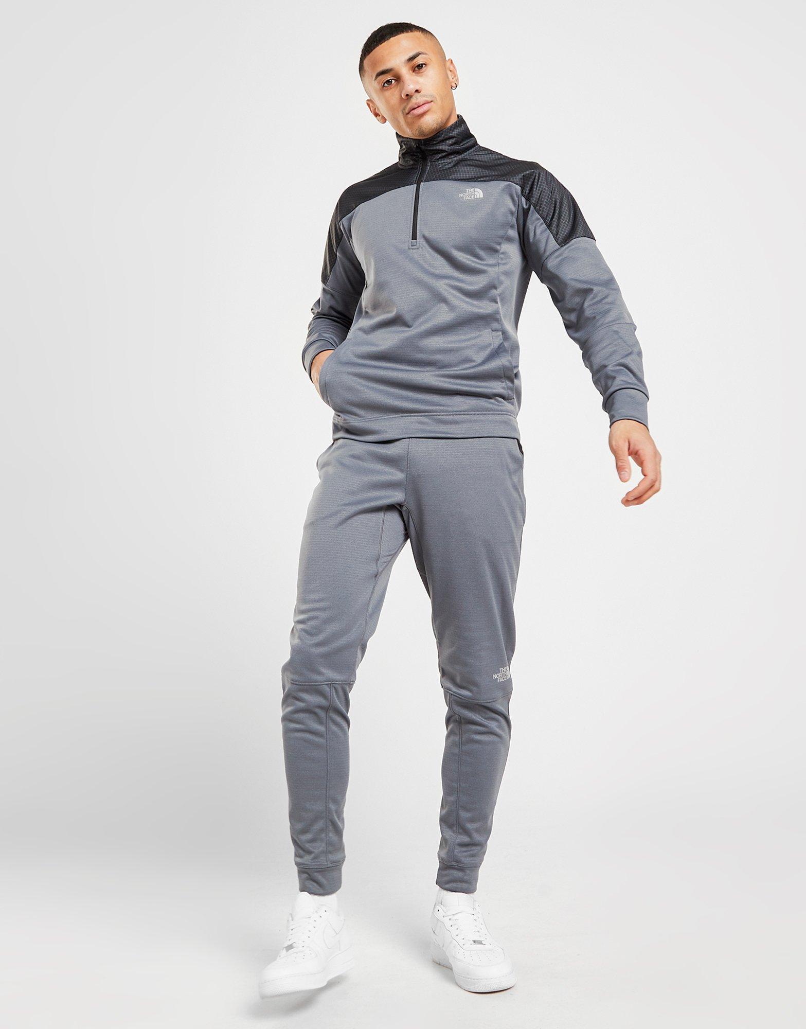 gray north face tracksuit