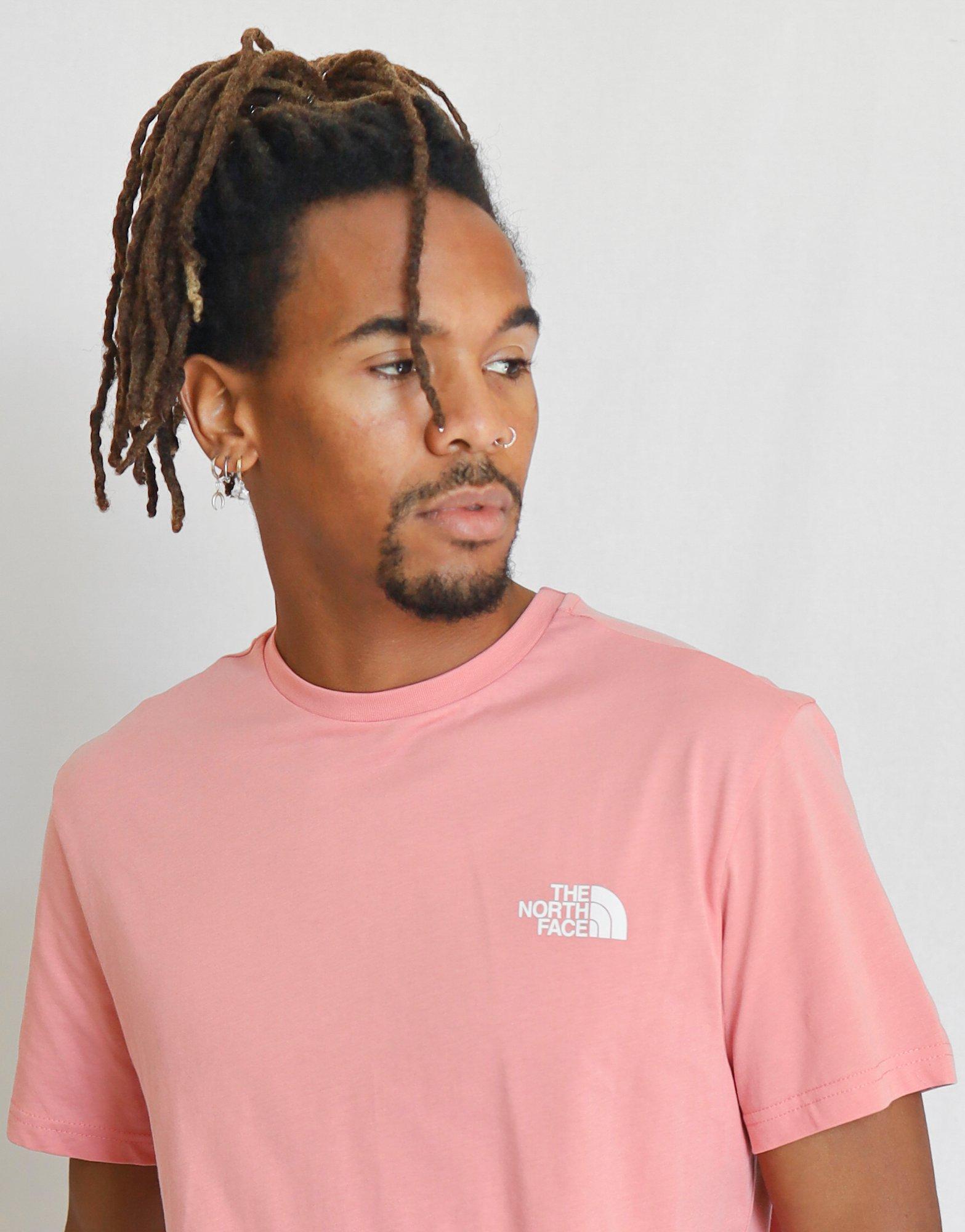 mens pink north face t shirt