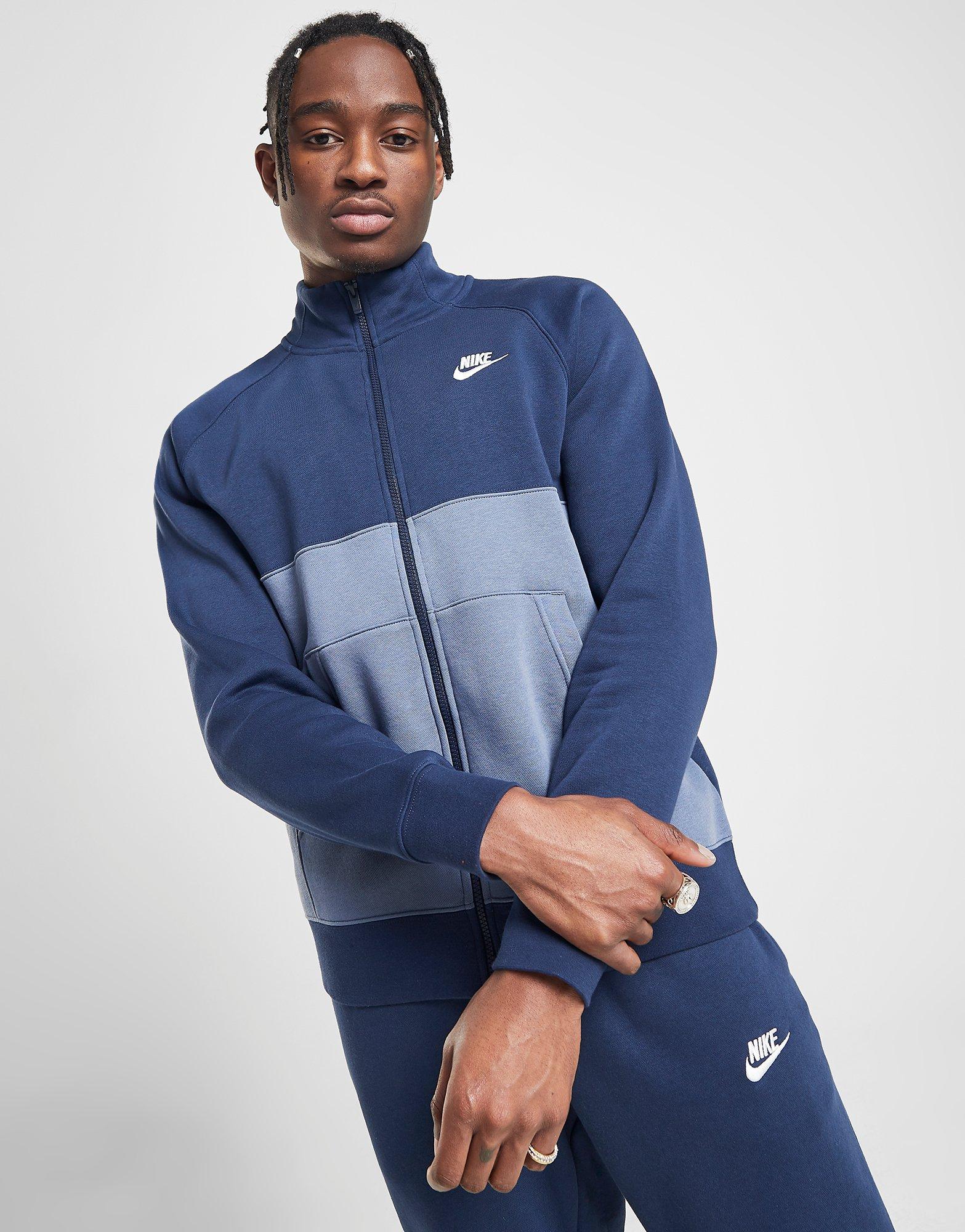 navy blue nike fleece tracksuit