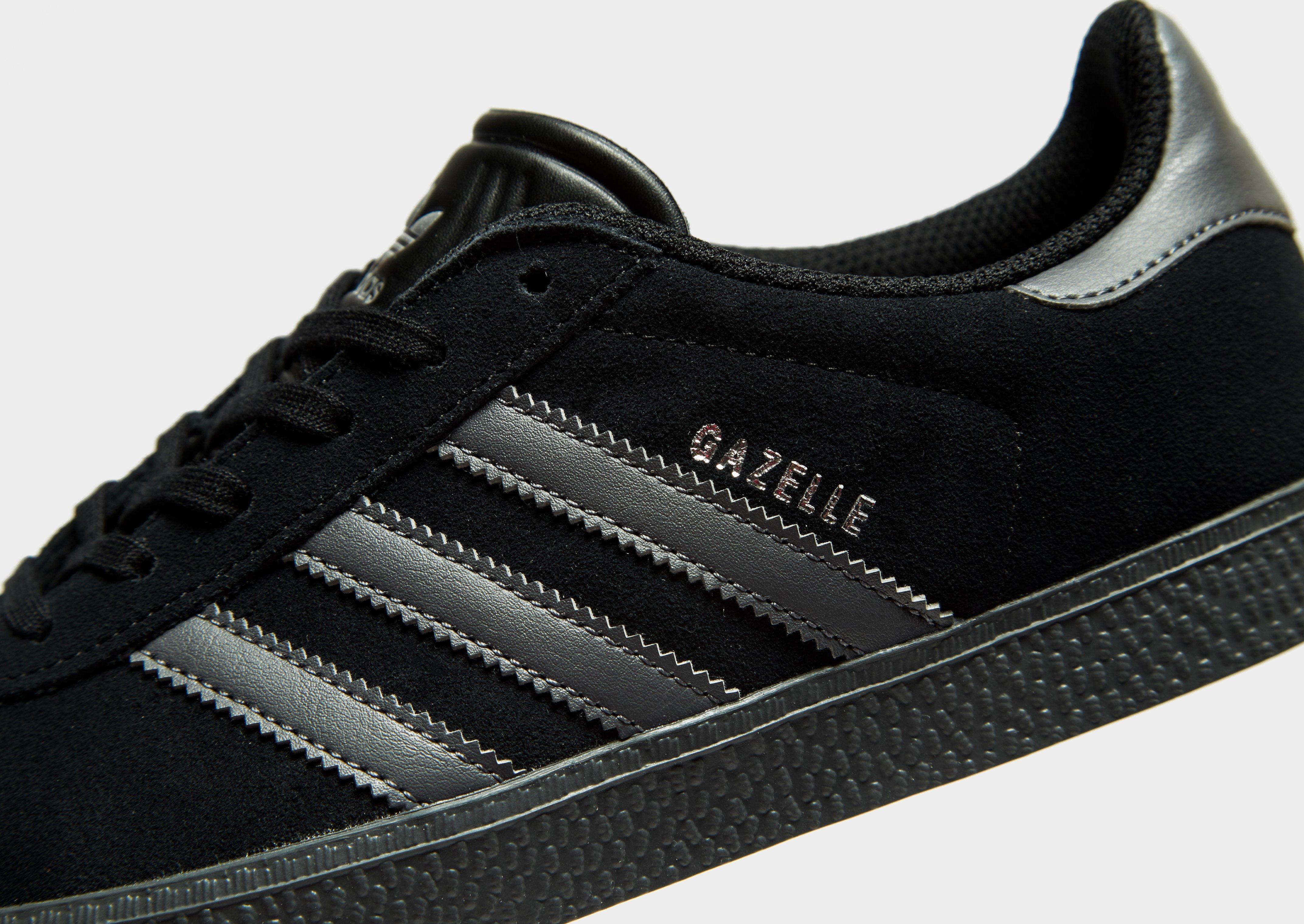 black leather adidas gazelle junior