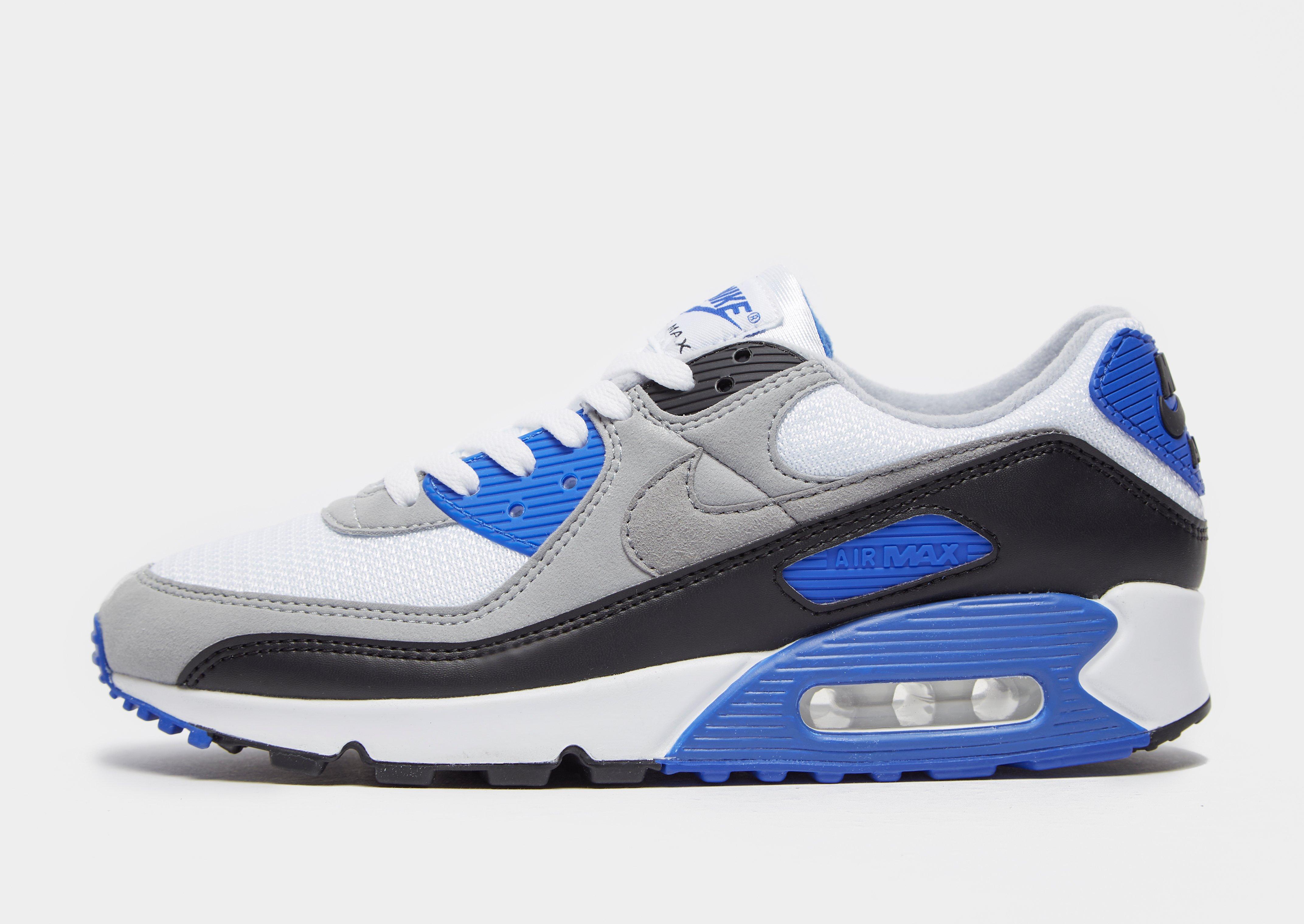 blue and white air max 90s