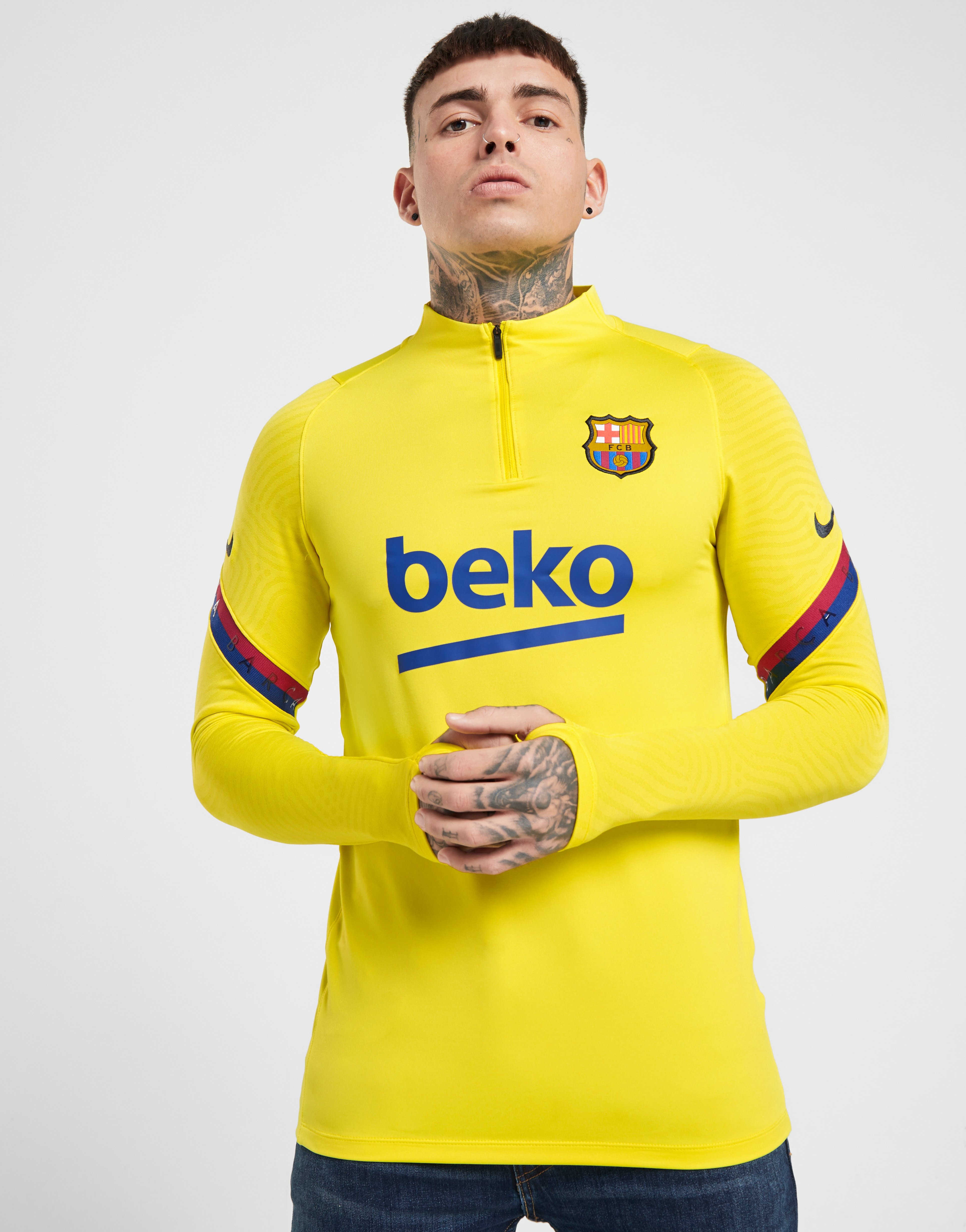 Buy Yellow Nike FC Barcelona Strike Drill Top | JD Sports | JD Sports ...