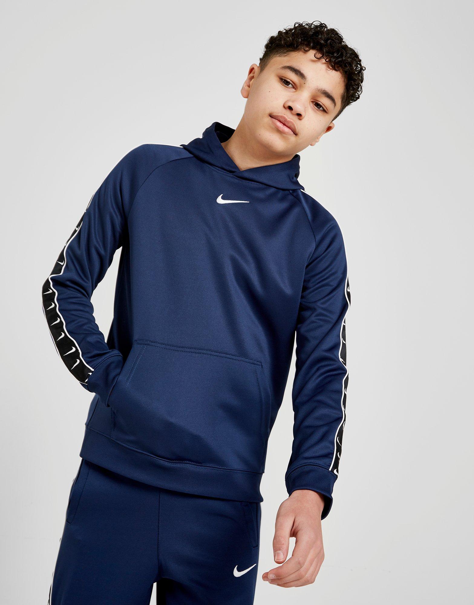 blue nike tape hoodie