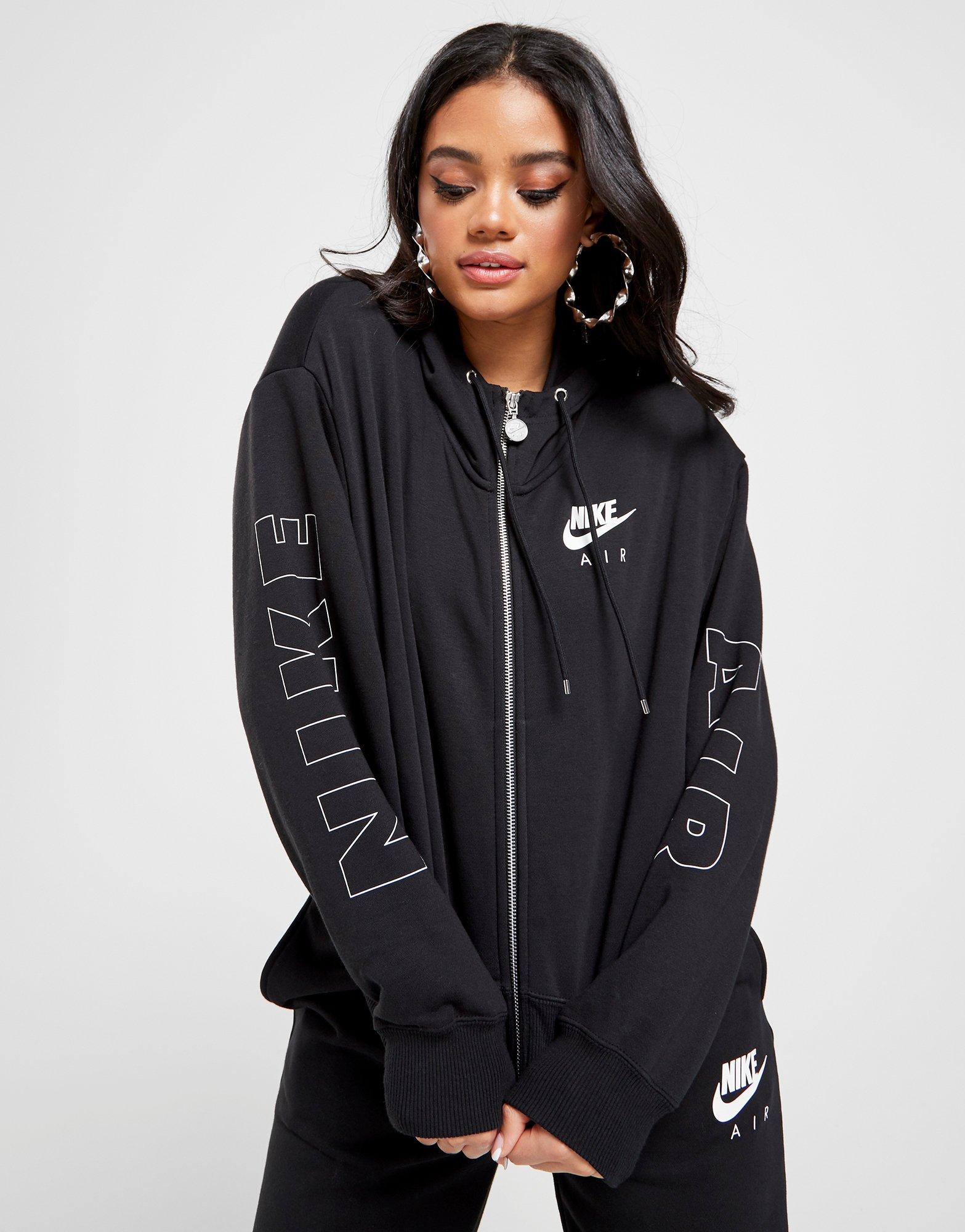 nike women's black zip up hoodie