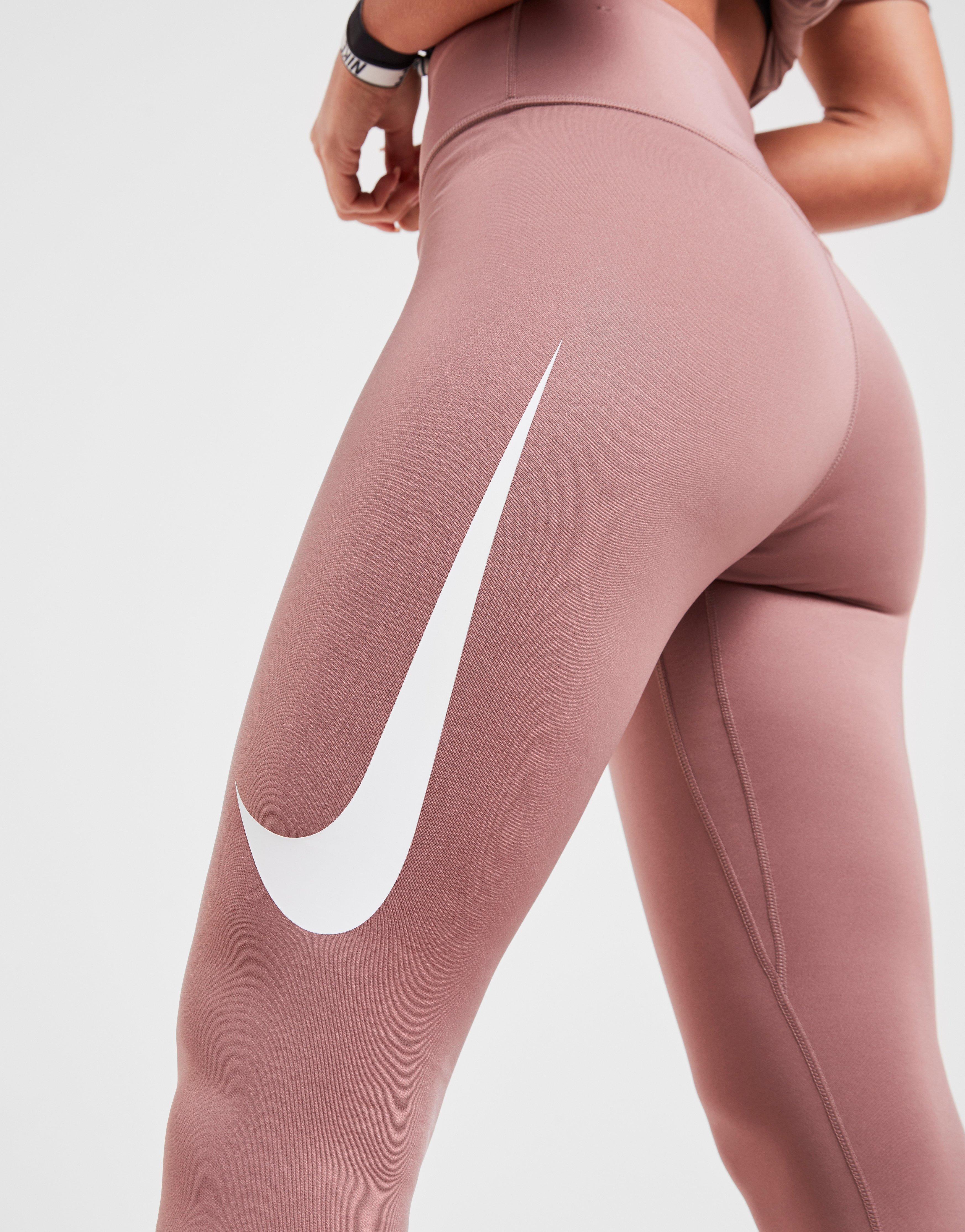 nike swoosh running tights pink
