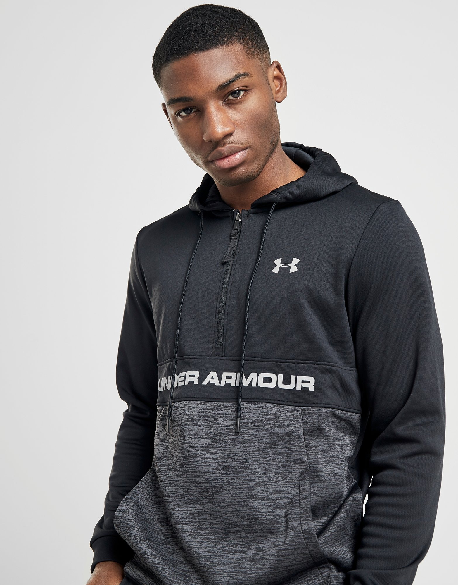 Buy Black Under Armour 1/2 Zip Fleece Hoodie | JD Sports | JD Sports ...
