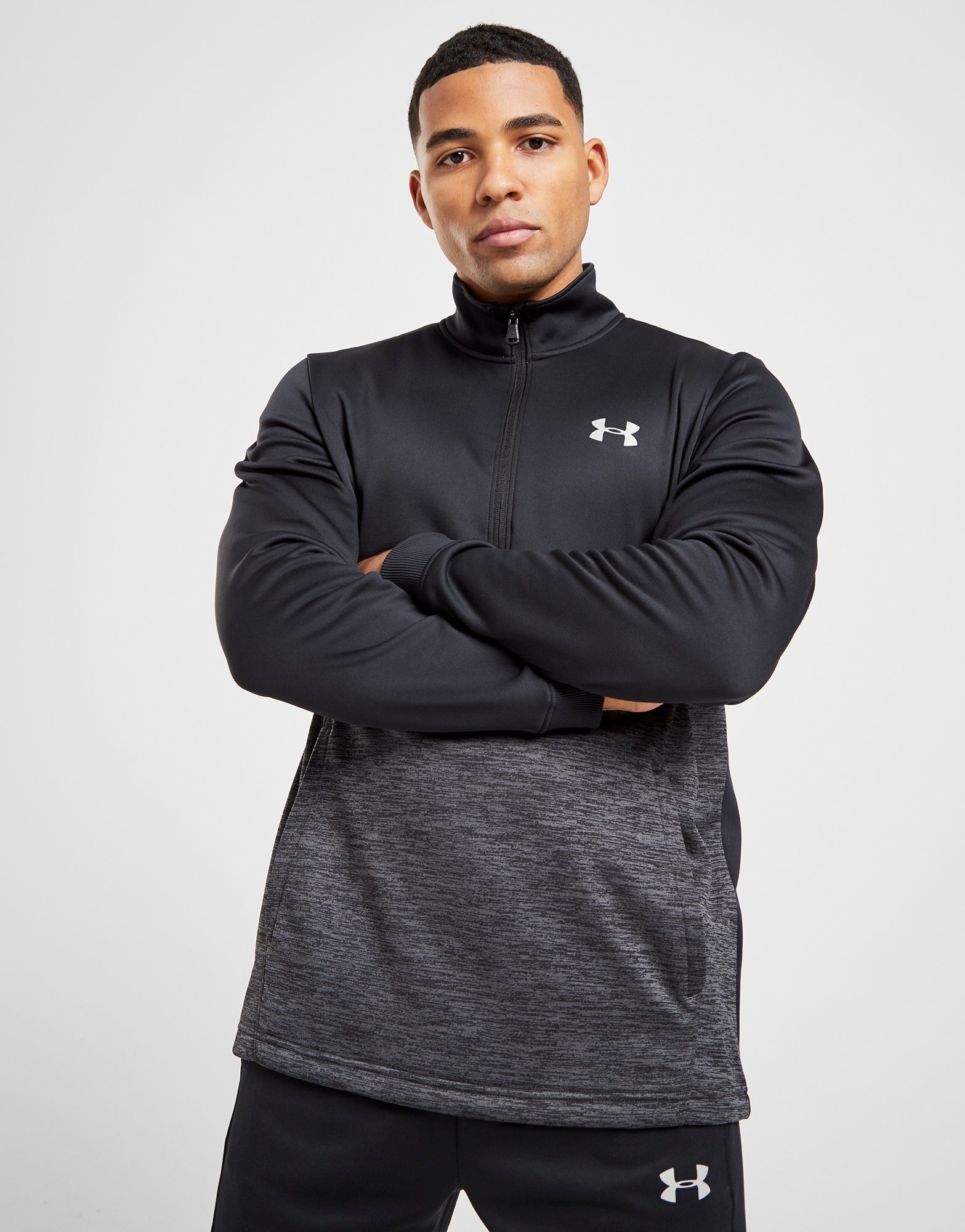 Buy Black Under Armour Fleece 1/2 Zip Track Top | JD Sports | JD Sports ...