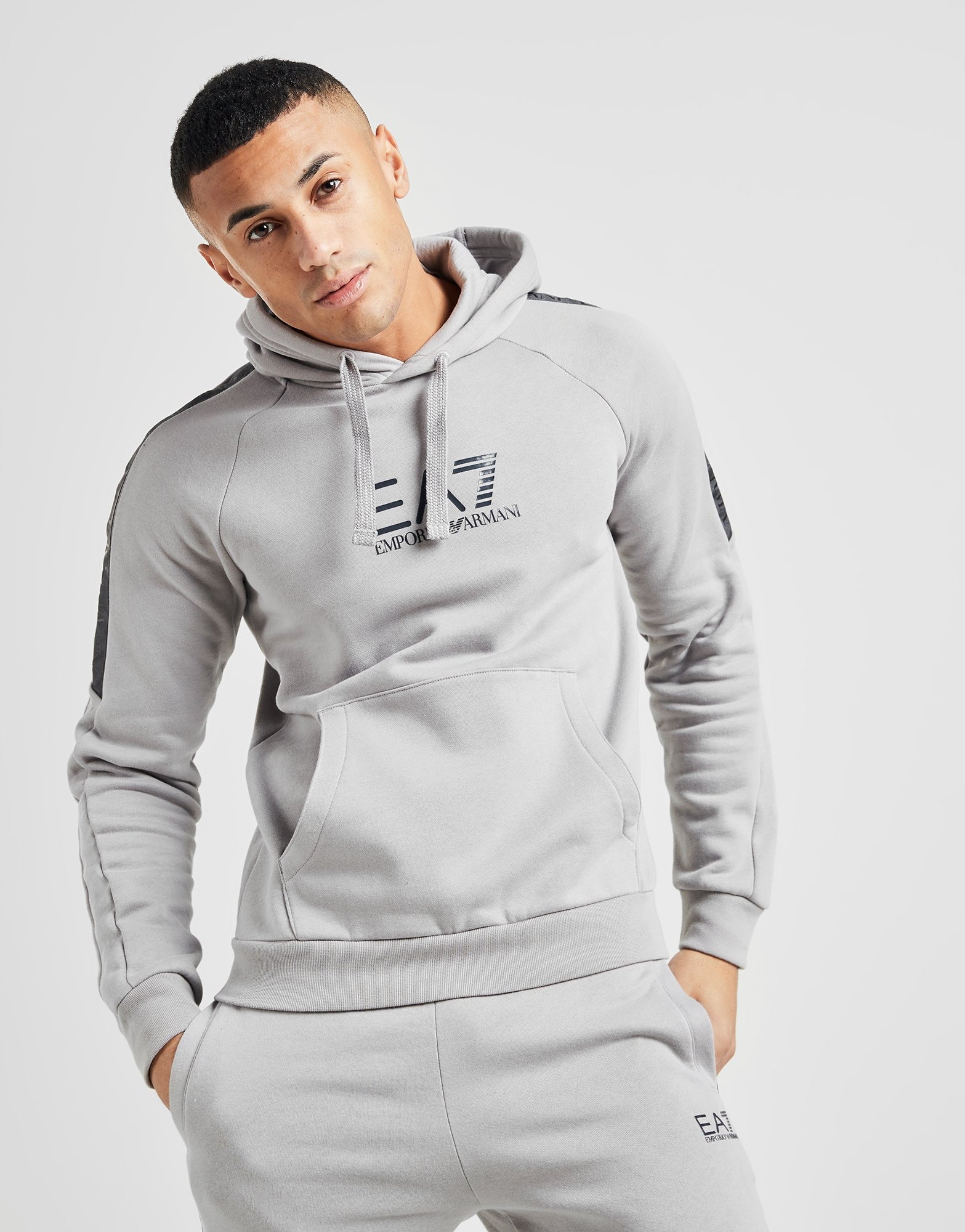 Buy Grey Emporio Armani EA7 Grain Tape Hoodie JD Sports JD Sports