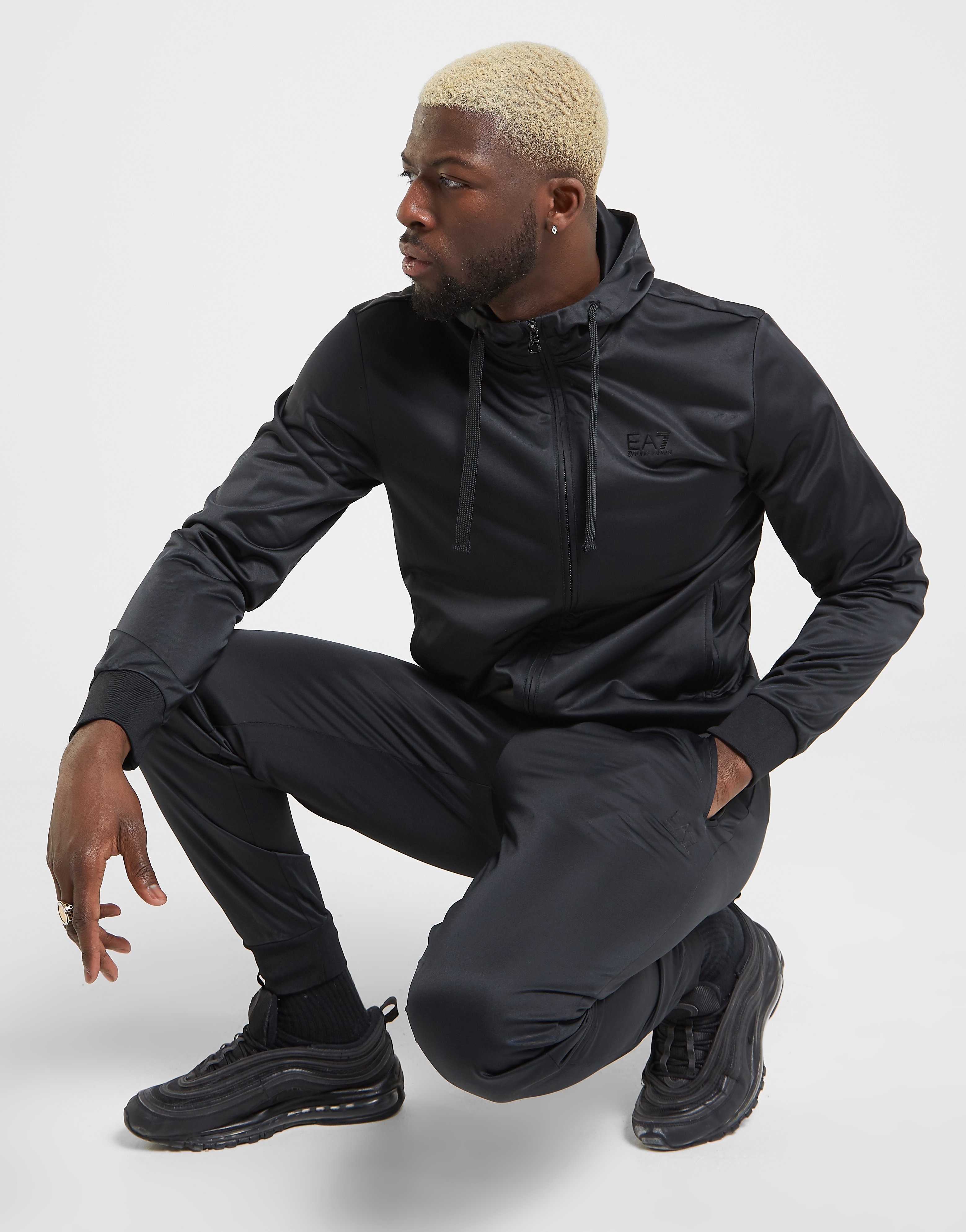Buy Black Emporio Armani EA7 Poly Hooded Tracksuit | JD Sports