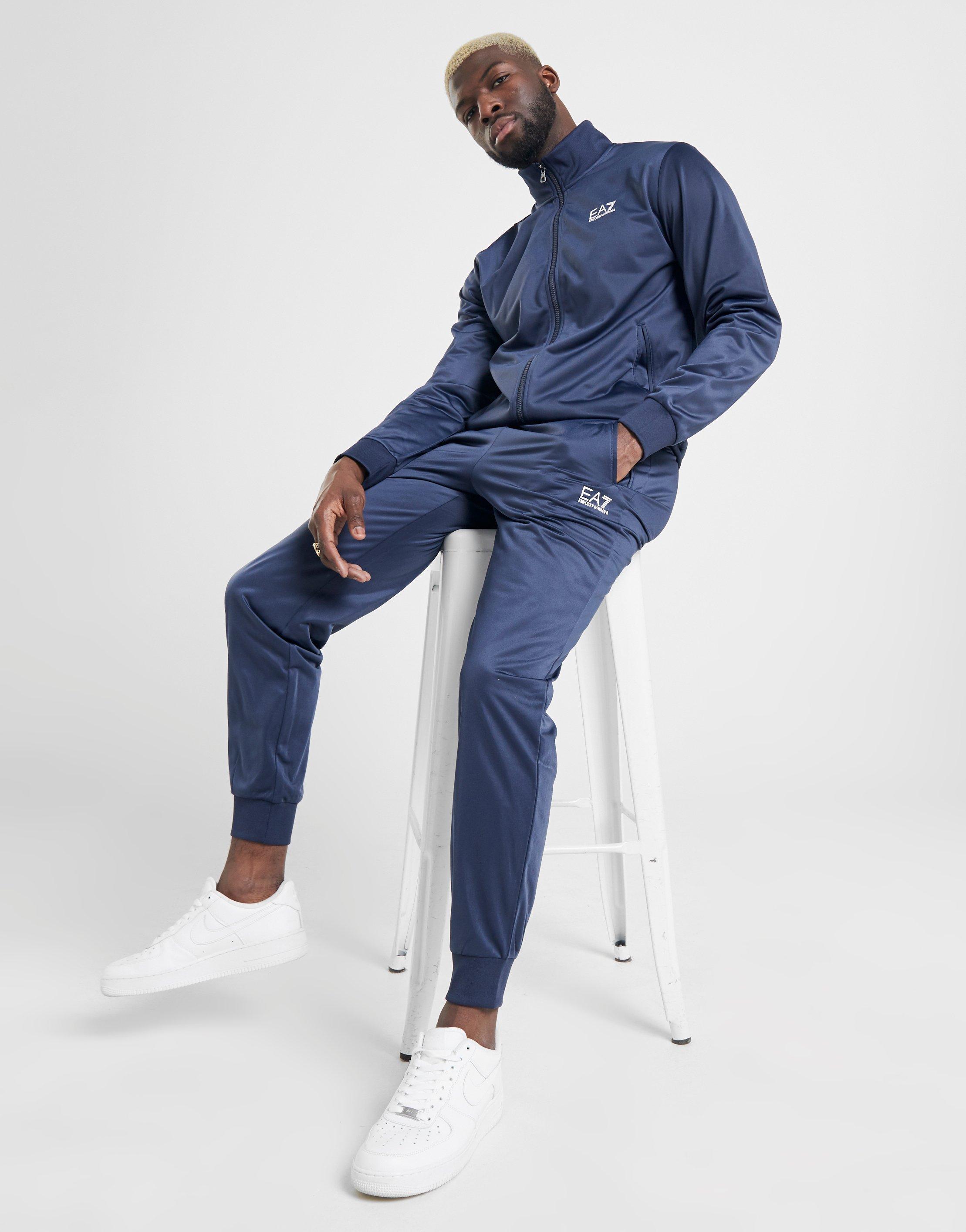 emporio armani lightweight lounge tracksuit navy