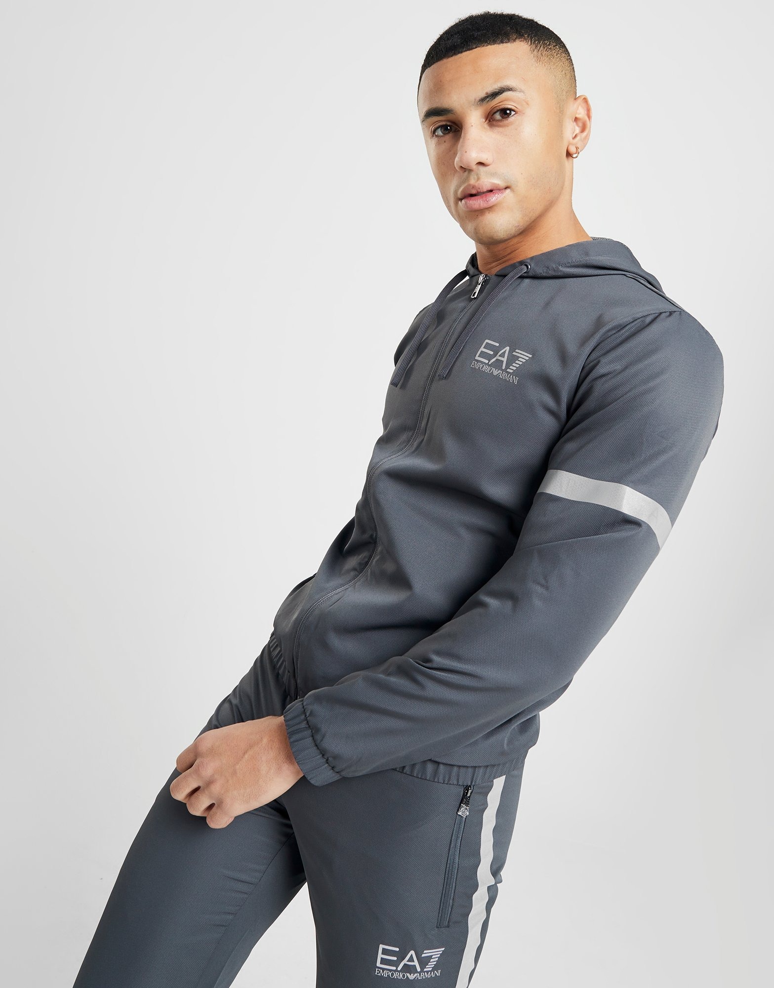 Buy Grey Emporio Armani EA7 Vigor Woven Full Zip Hoodie JD Sports