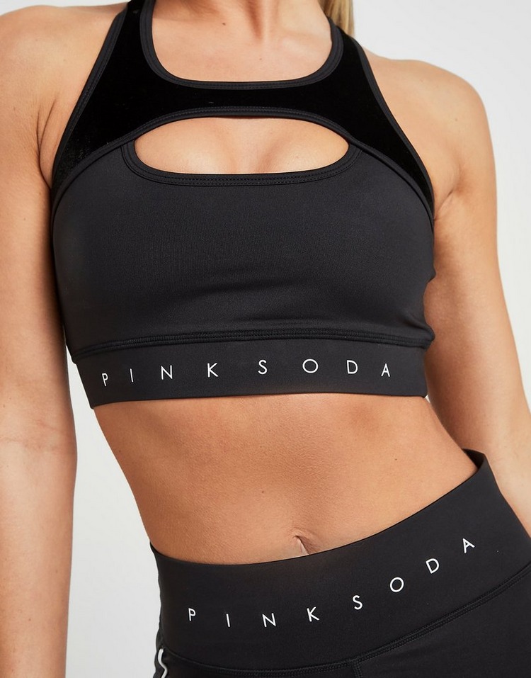 Pink Soda Sport Velvet Cut Out Bra