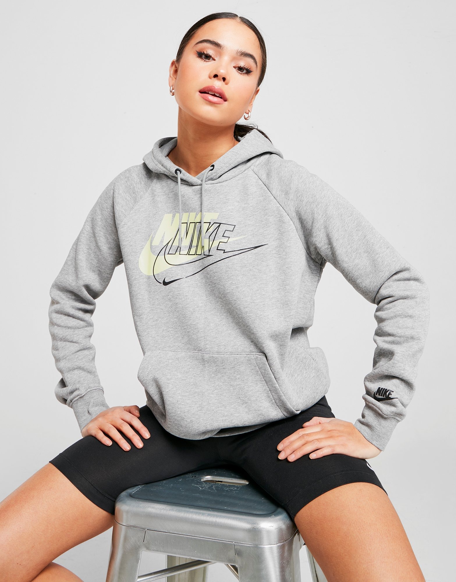 Acherter Gris Nike Sweat capuche Double Futura Femme Acherter Gris Nike Sweat capuche Double Futura Femme