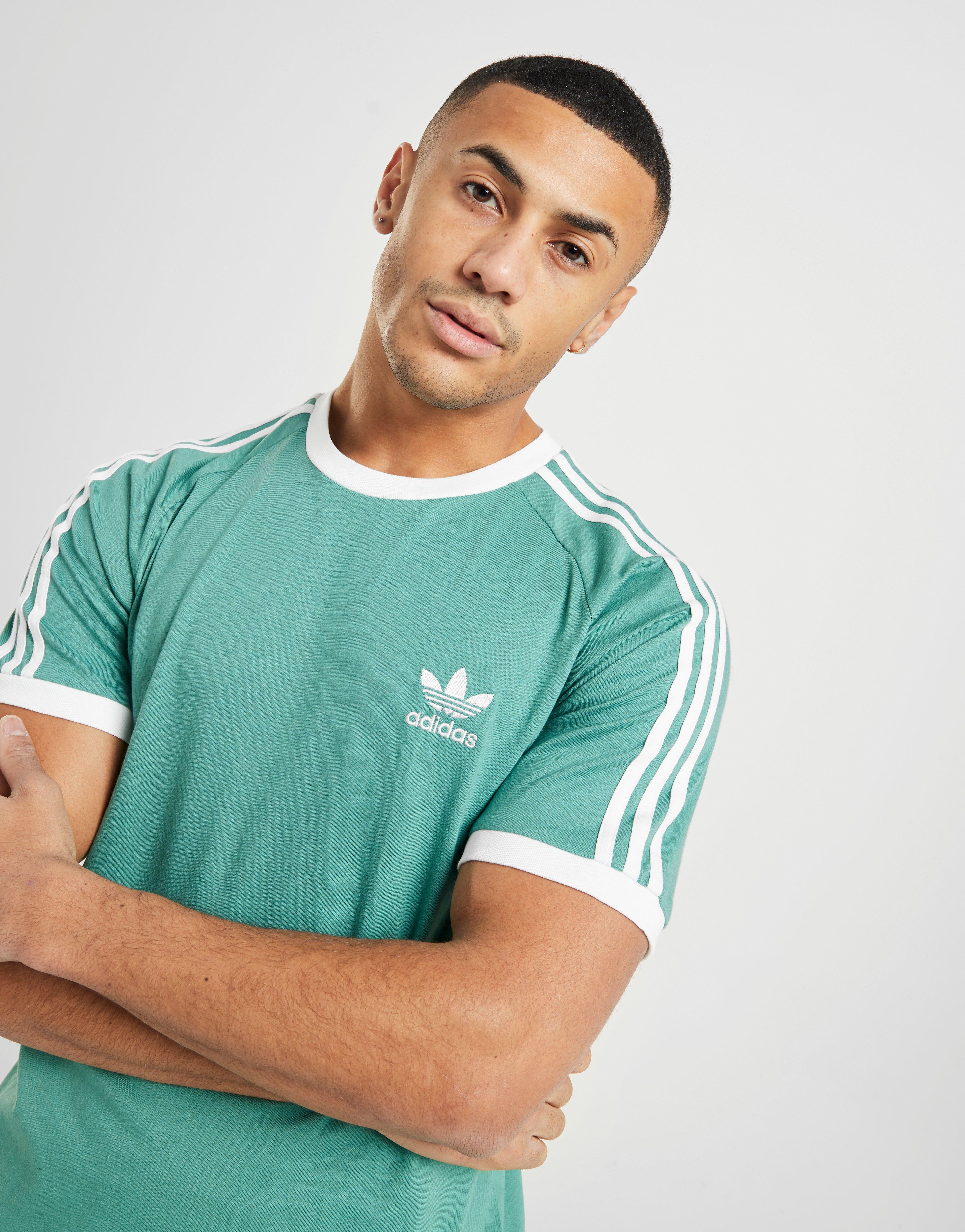 adidas originals california 3 stripe t shirt green