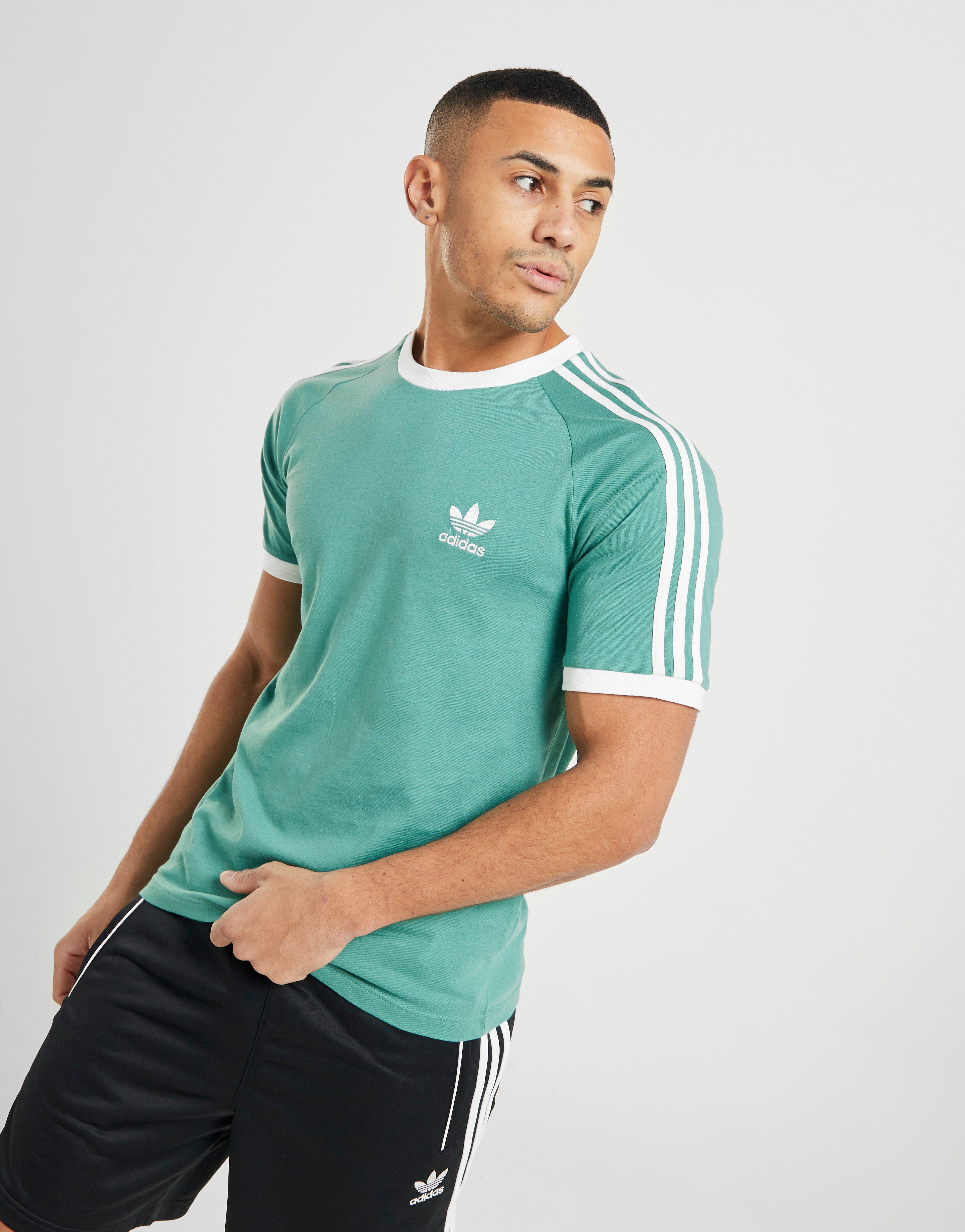 adidas originals california 3 stripe t shirt green