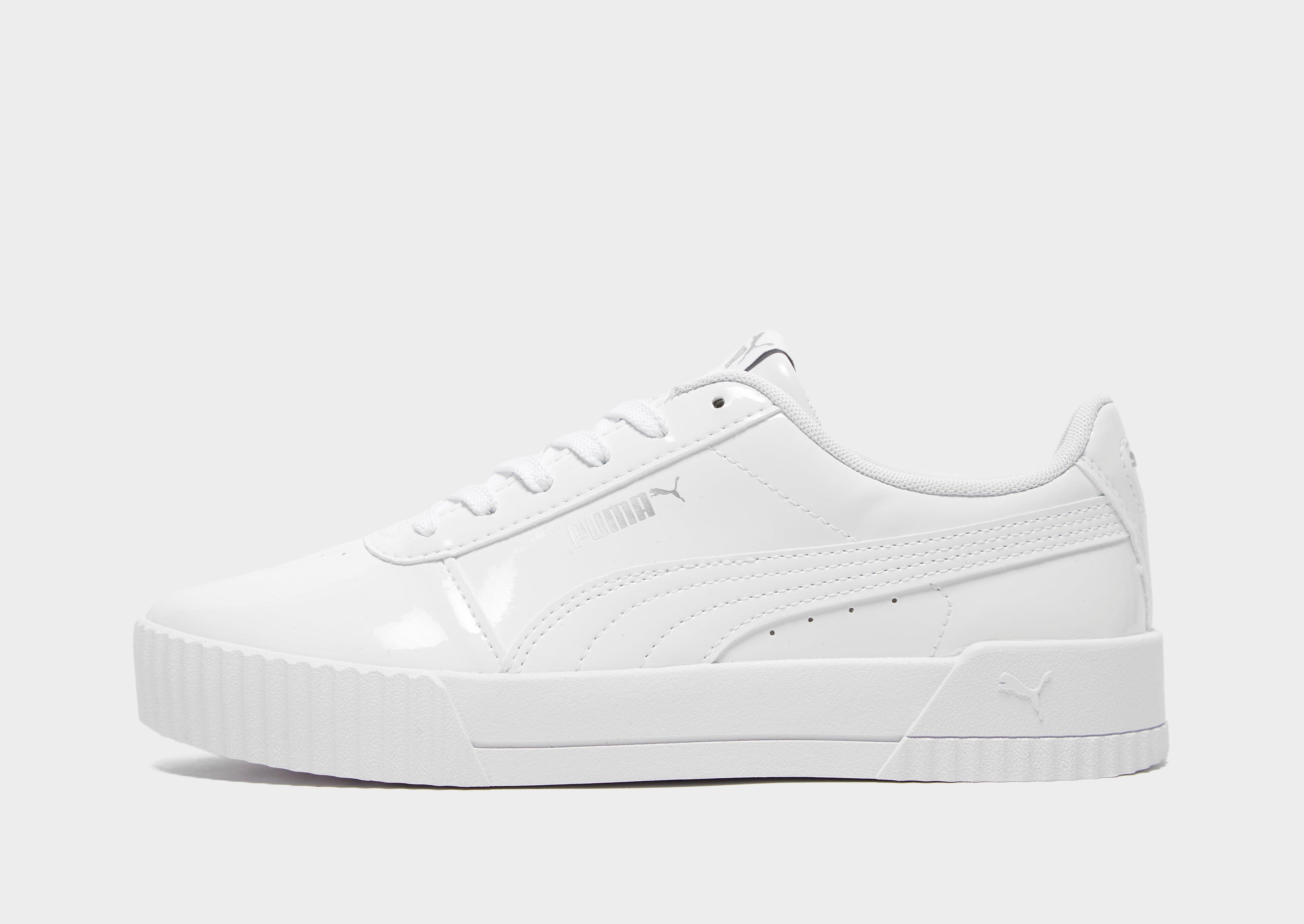 white patent puma trainers