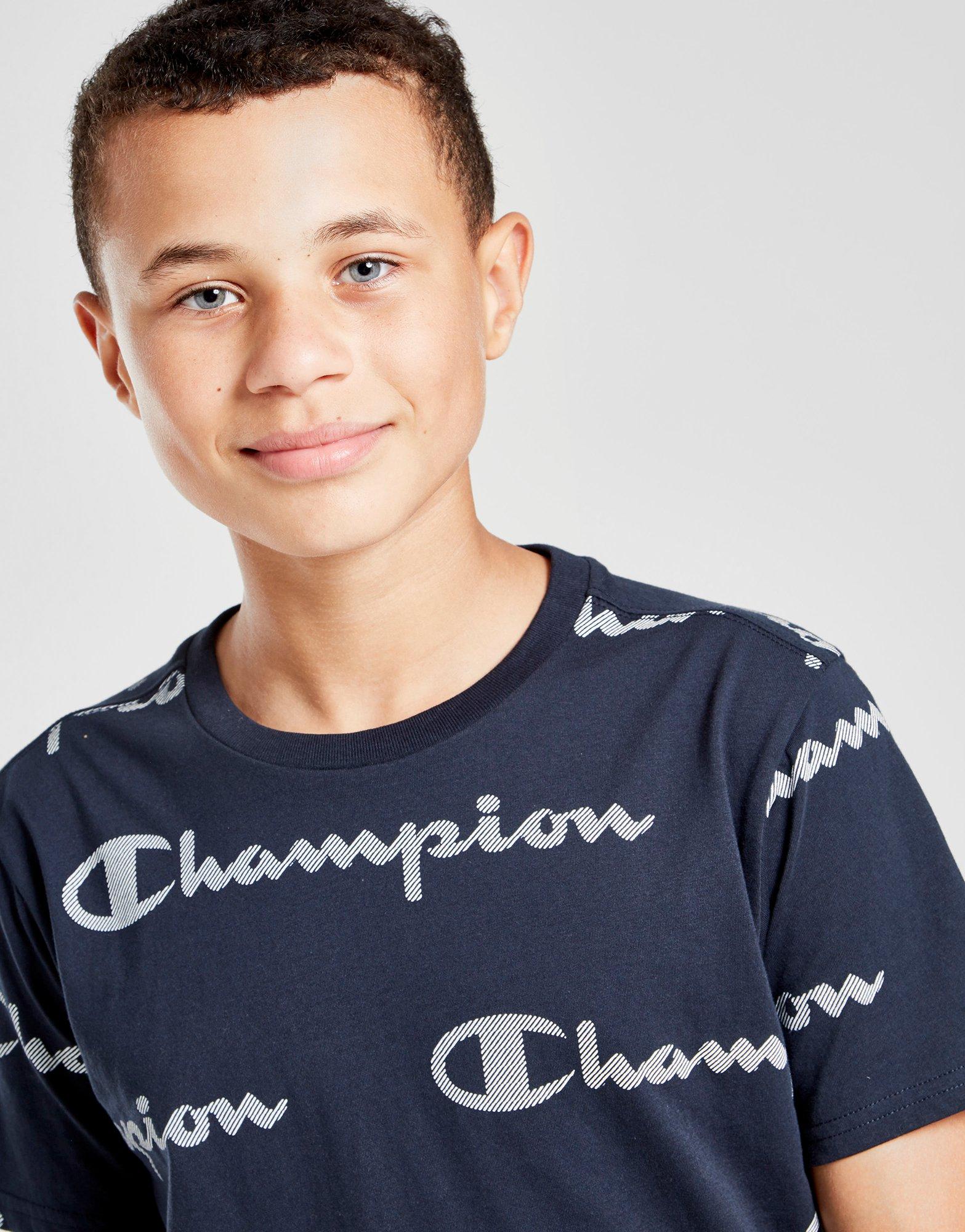 champion t shirt logo all over