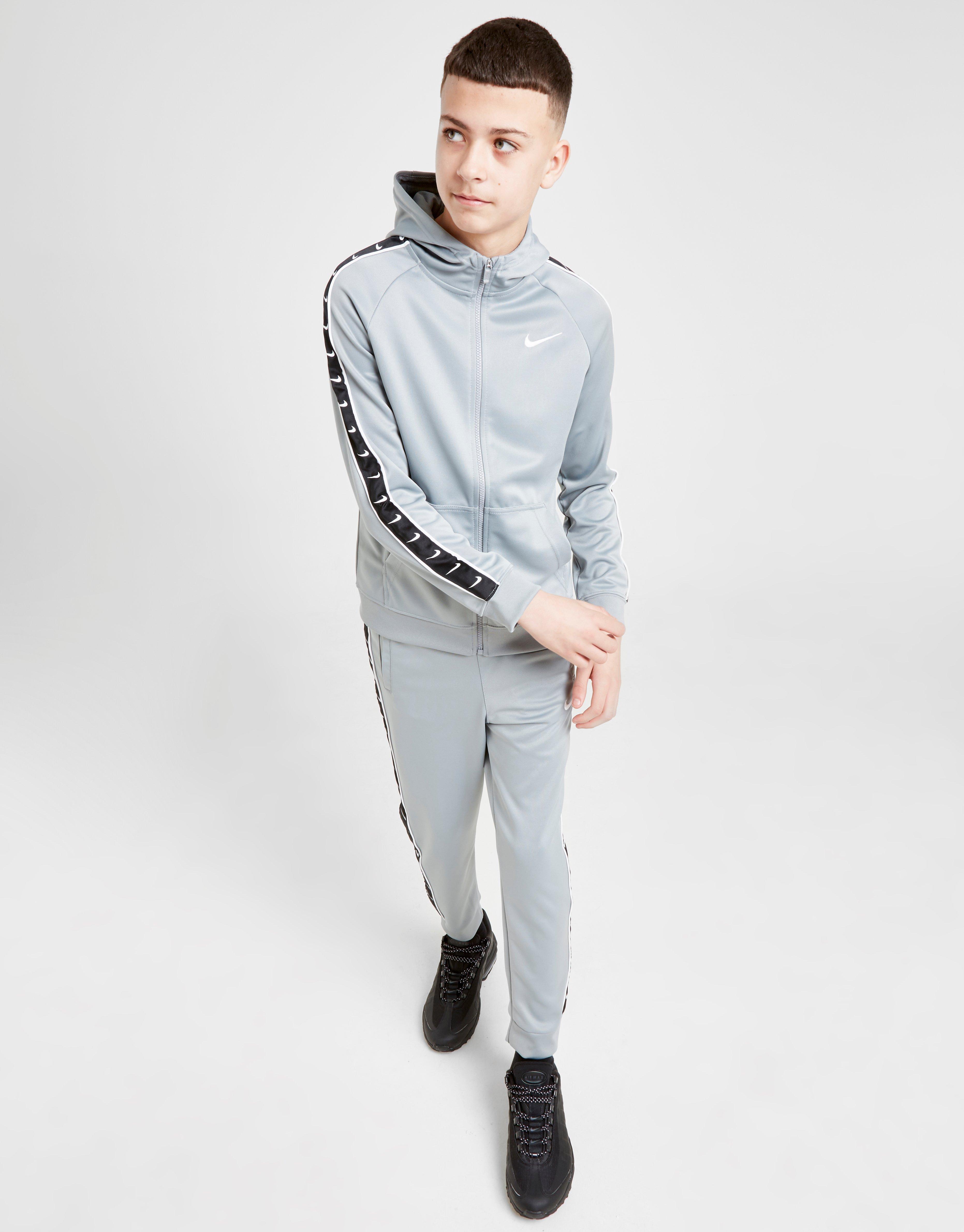 grey nike tape hoodie