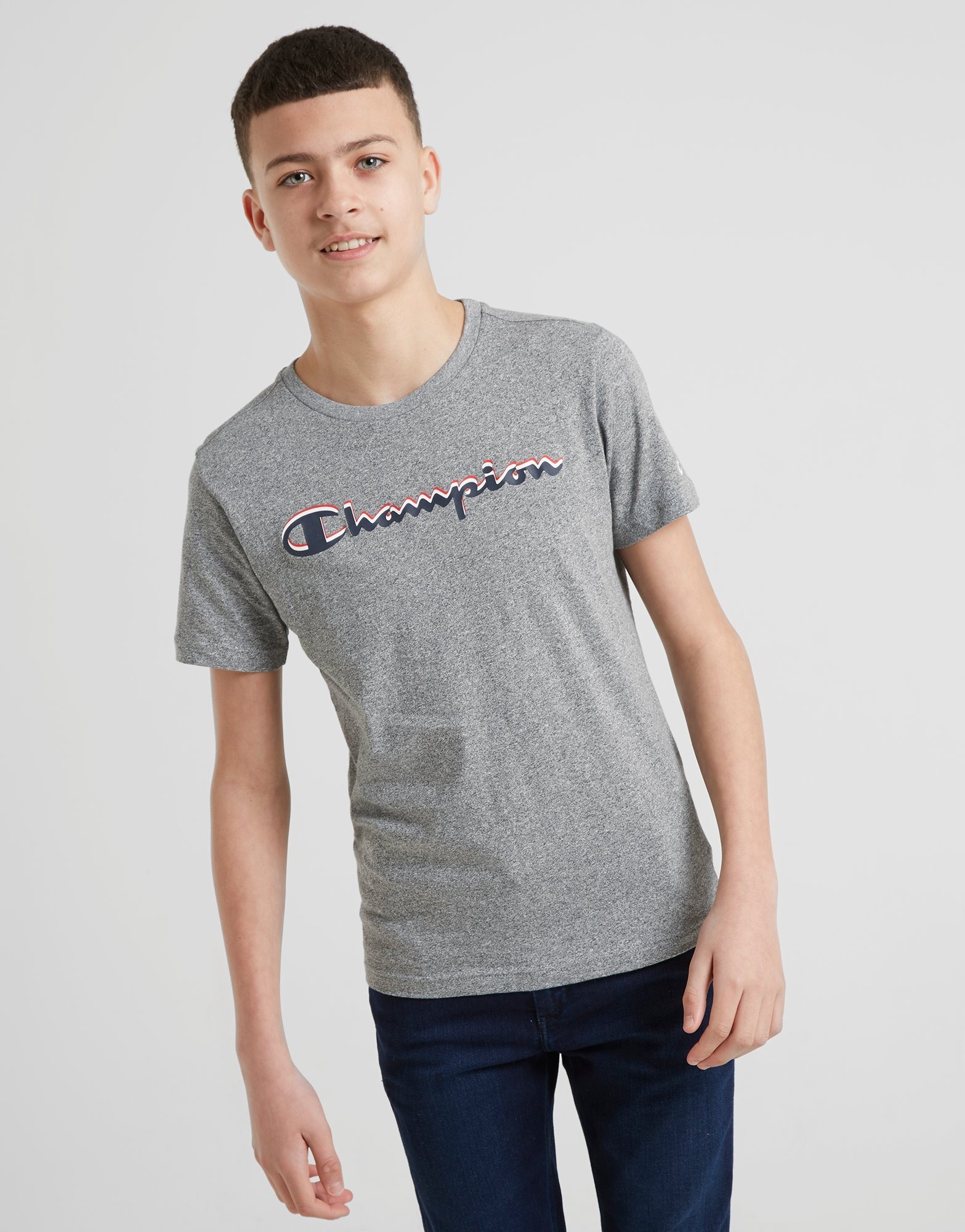 Buy Grey Champion Large Logo TShirt Junior JD Sports JD Sports Ireland
