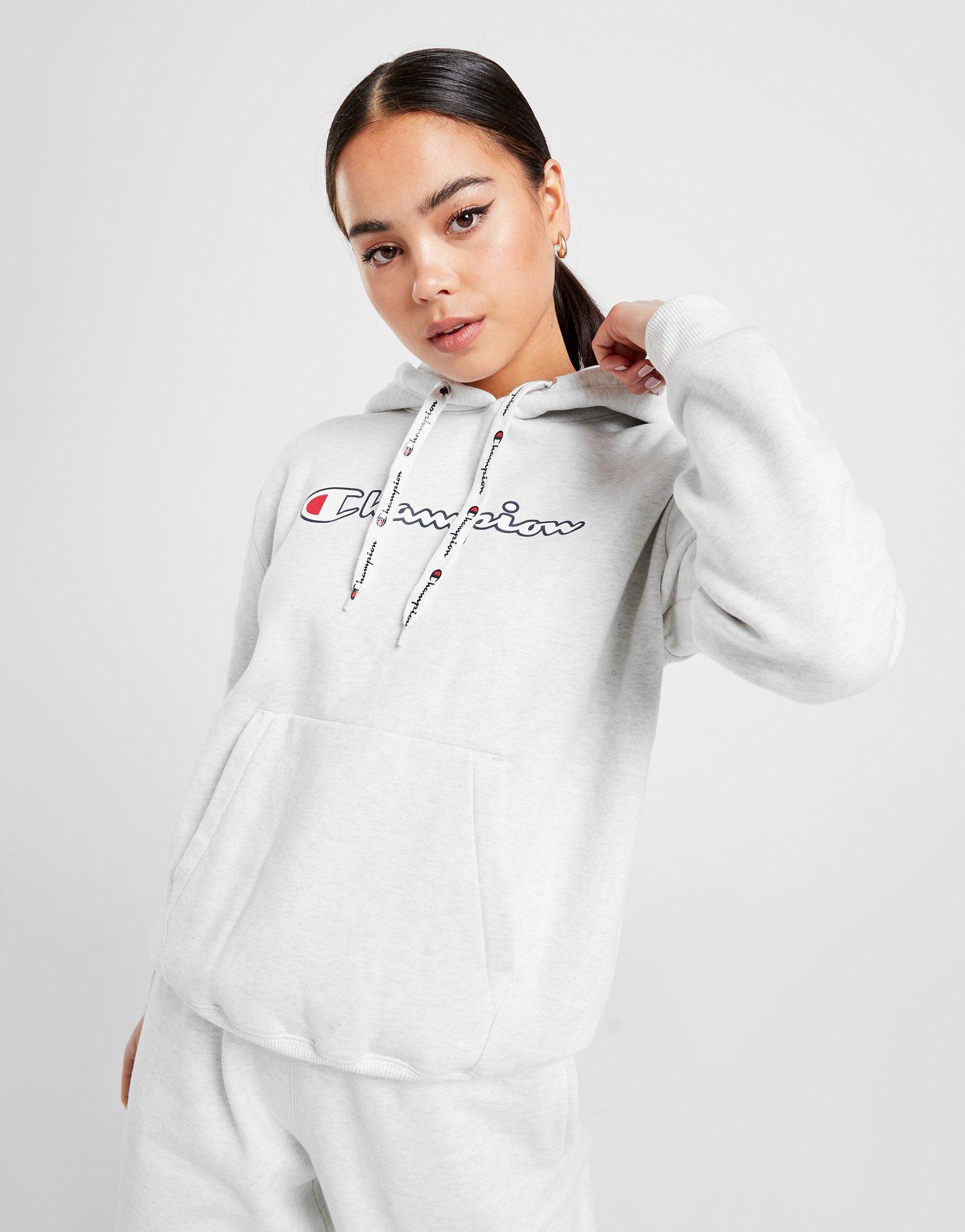 champion tape overhead boyfriend hoodie grey