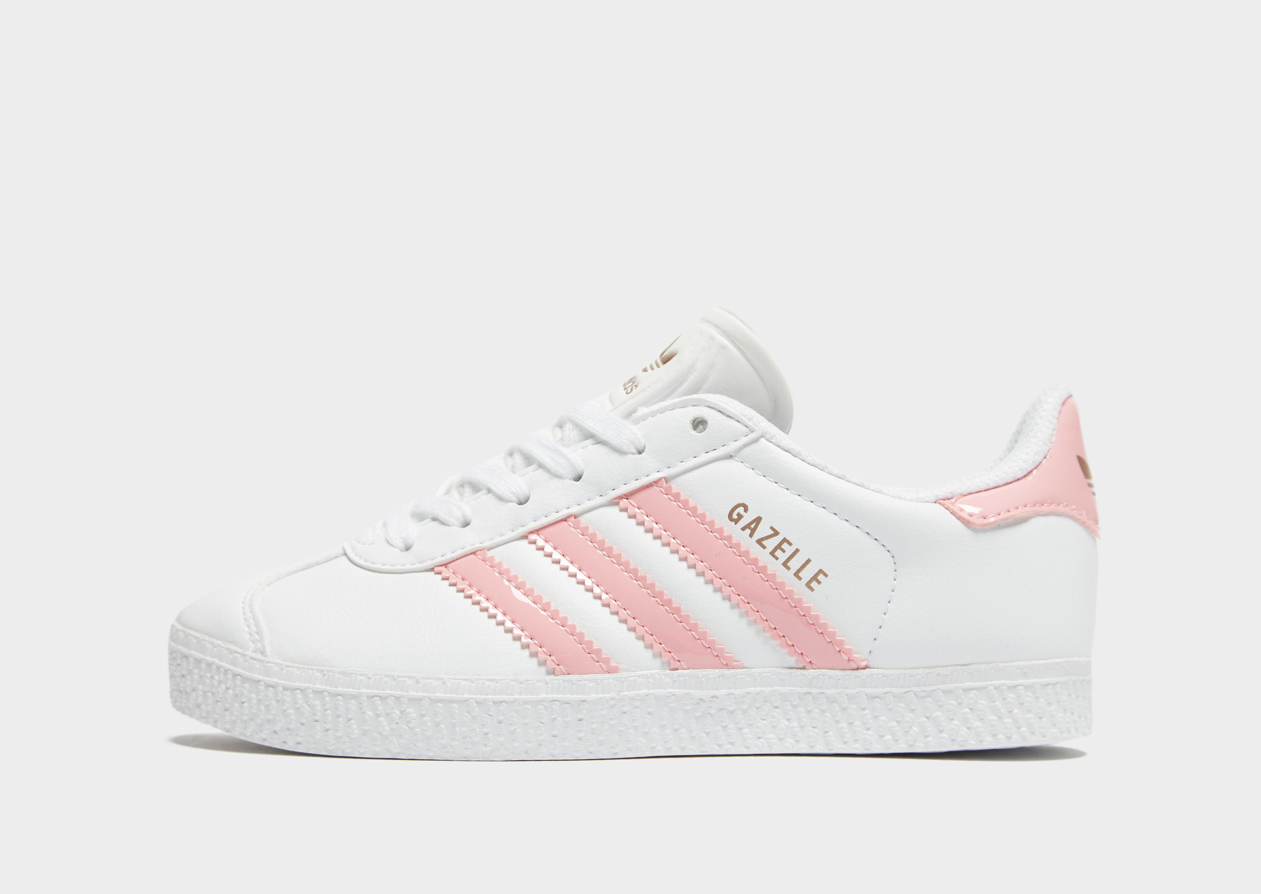 adidas gazelle white with pink stripes