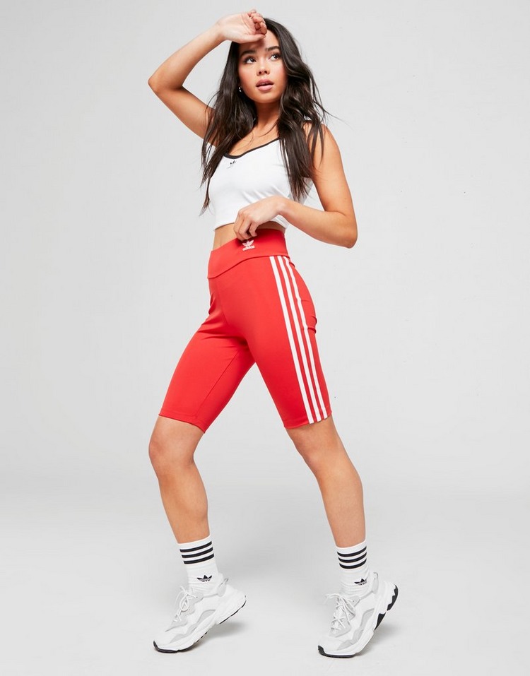 Shop den adidas Originals 3-Stripes Poly Cycle Shorts Damen in Rot | JD Sports