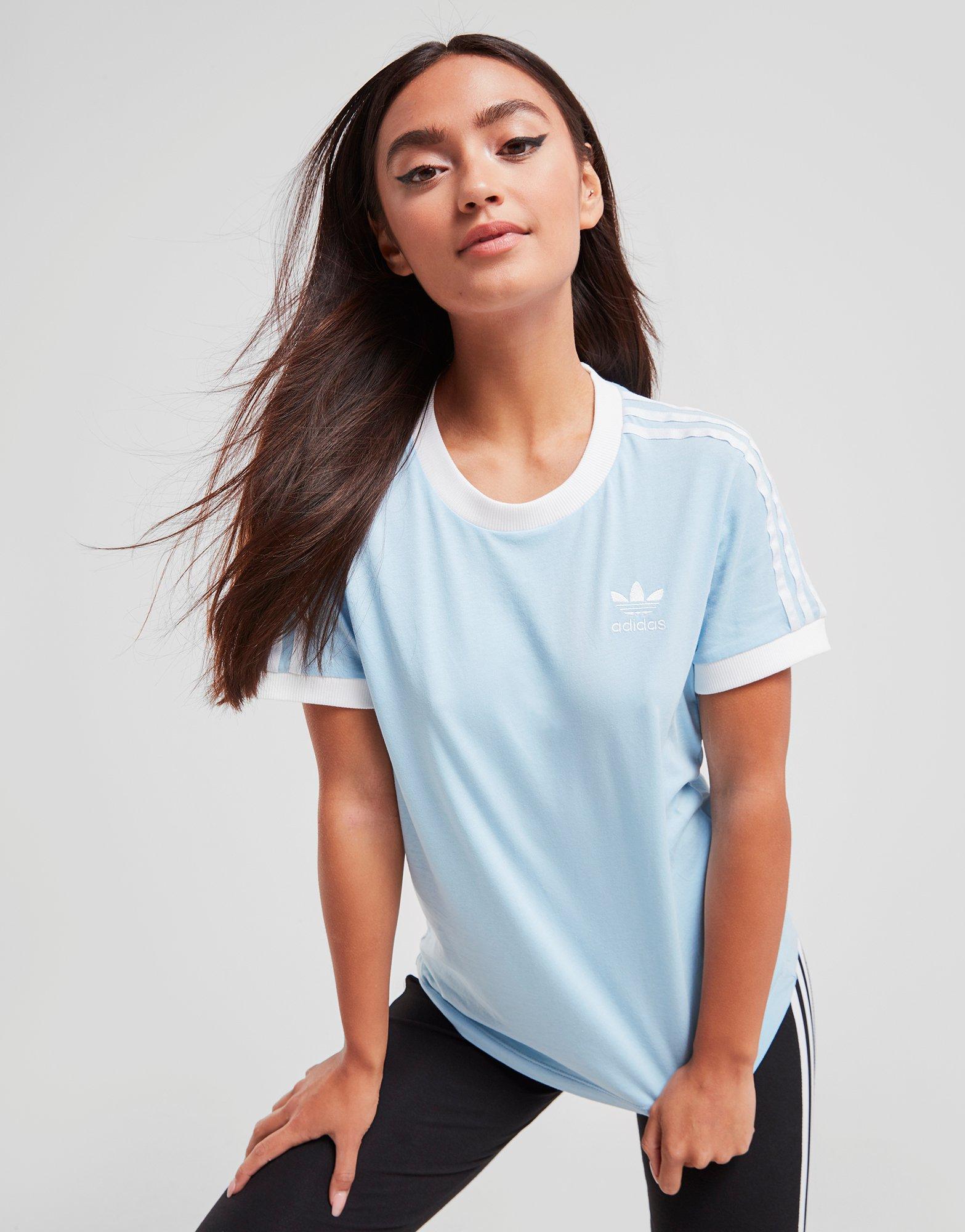 Acheter Blue adidas Originals T-shirt California 3-Stripe Femme 