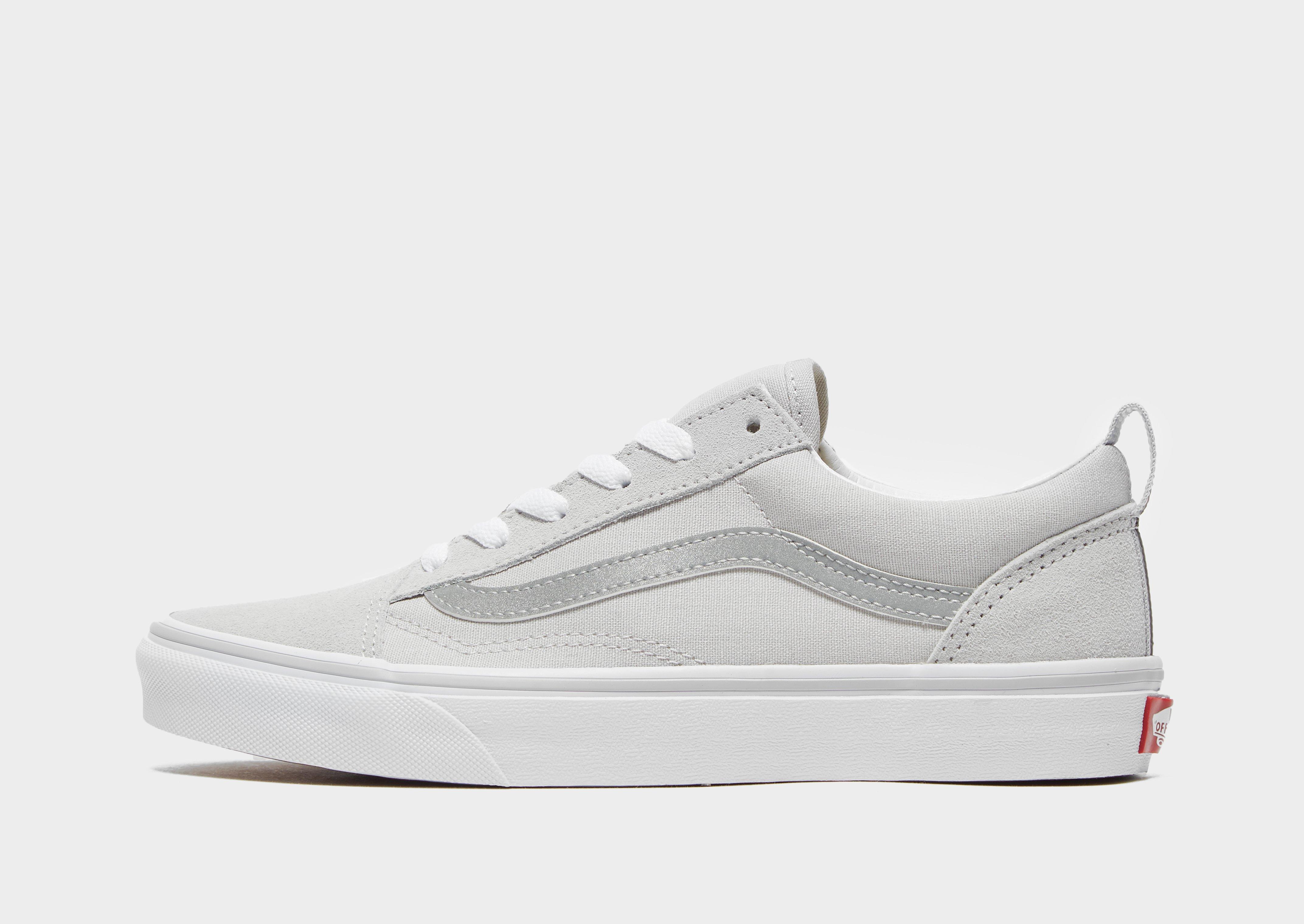 all white old skool vans junior