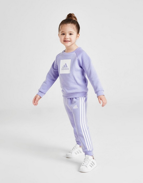adidas Girls' Box Logo Crew Tracksuit Infant