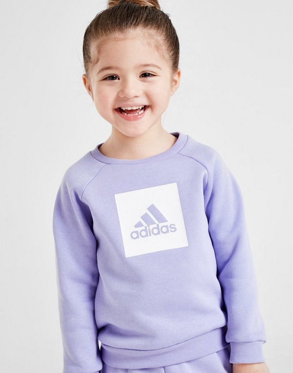 adidas Girls' Box Logo Crew Tracksuit Infant