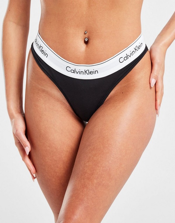 Black Calvin Klein Underwear Modern Cotton Thong | JD Sports UK 