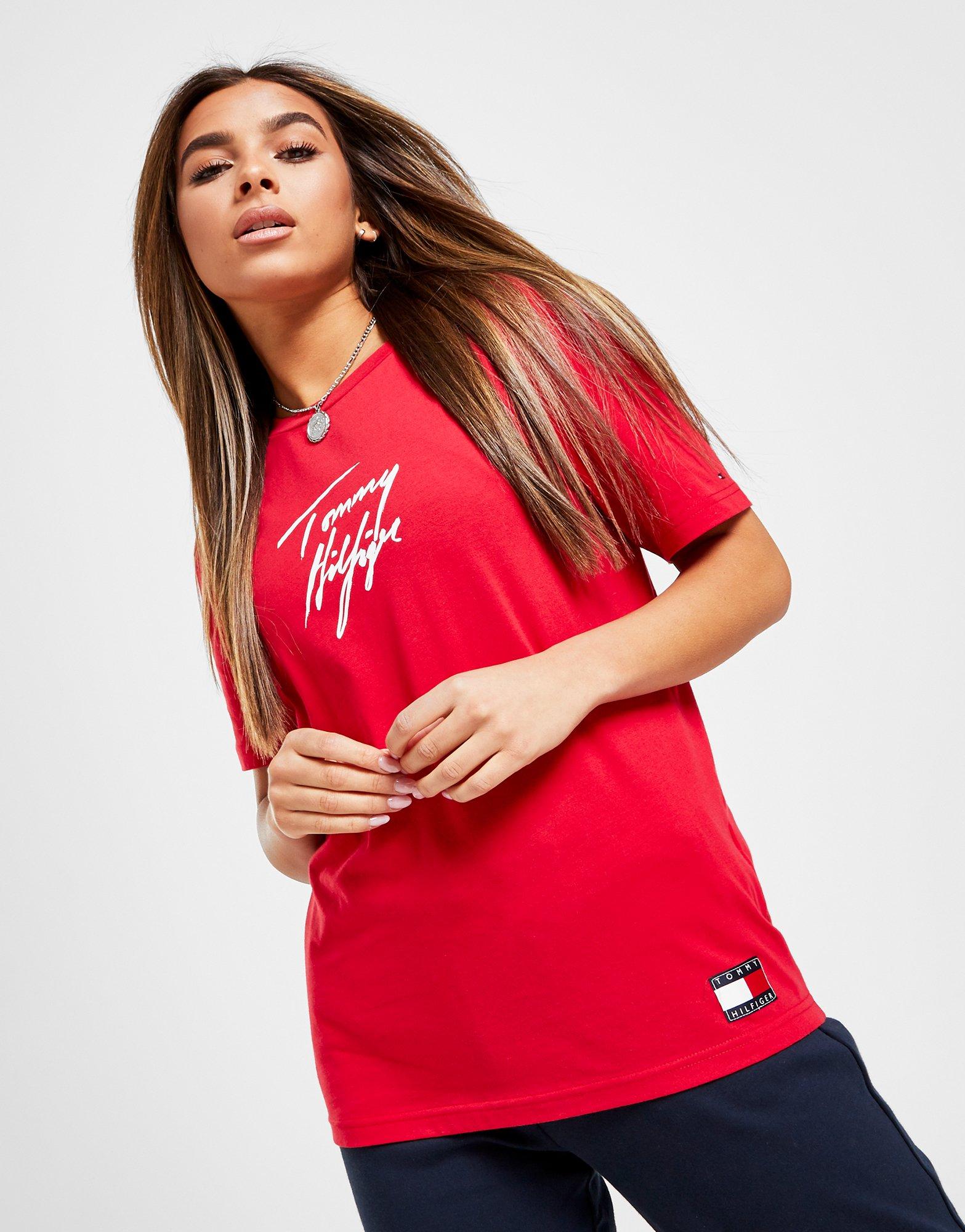 red tommy hilfiger t shirt women's