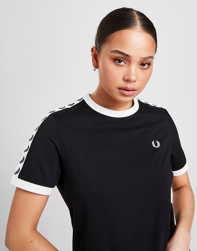 Black Fred Perry Tape Ringer T-Shirt Women's | JD Sports