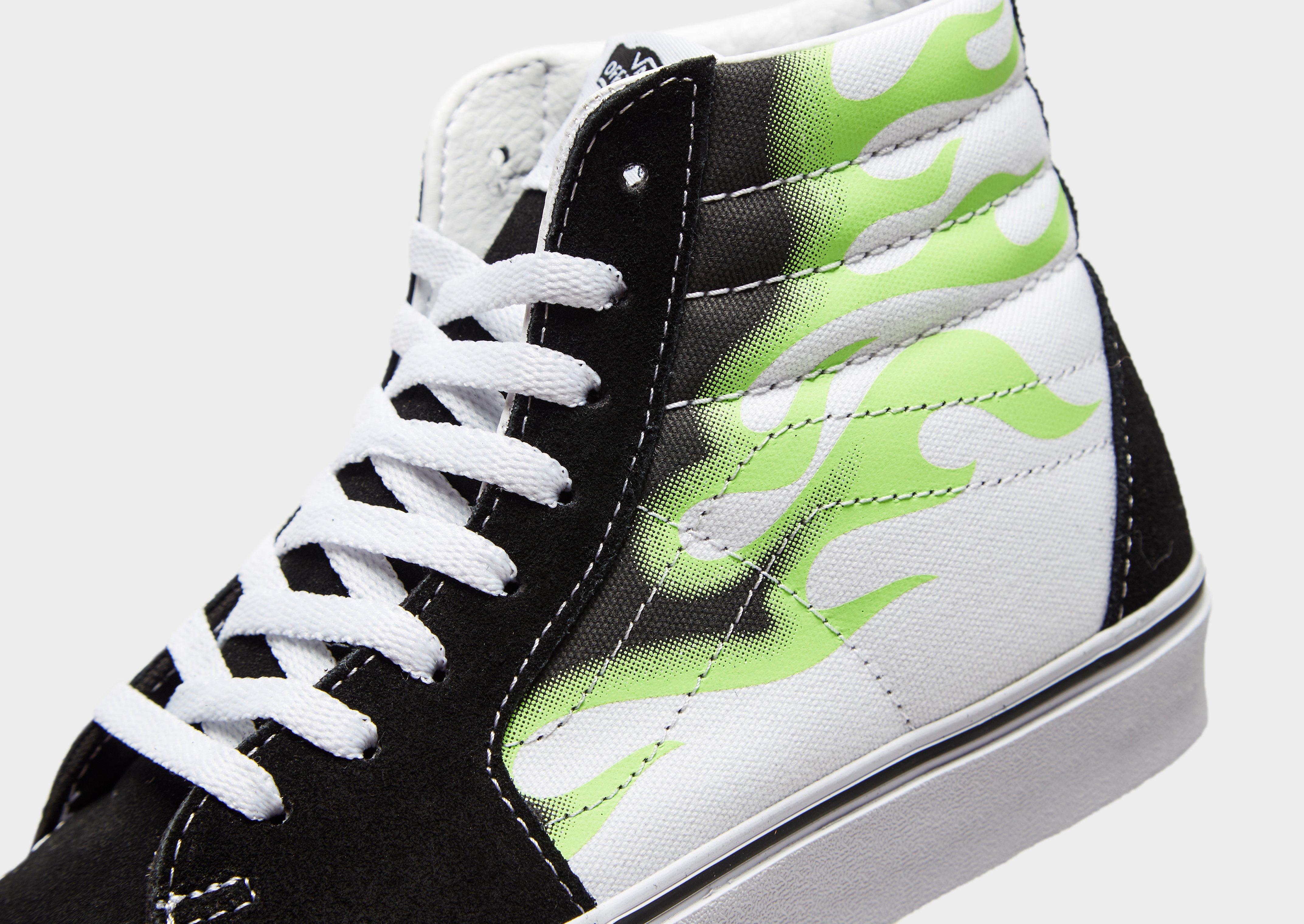 green flame high top vans