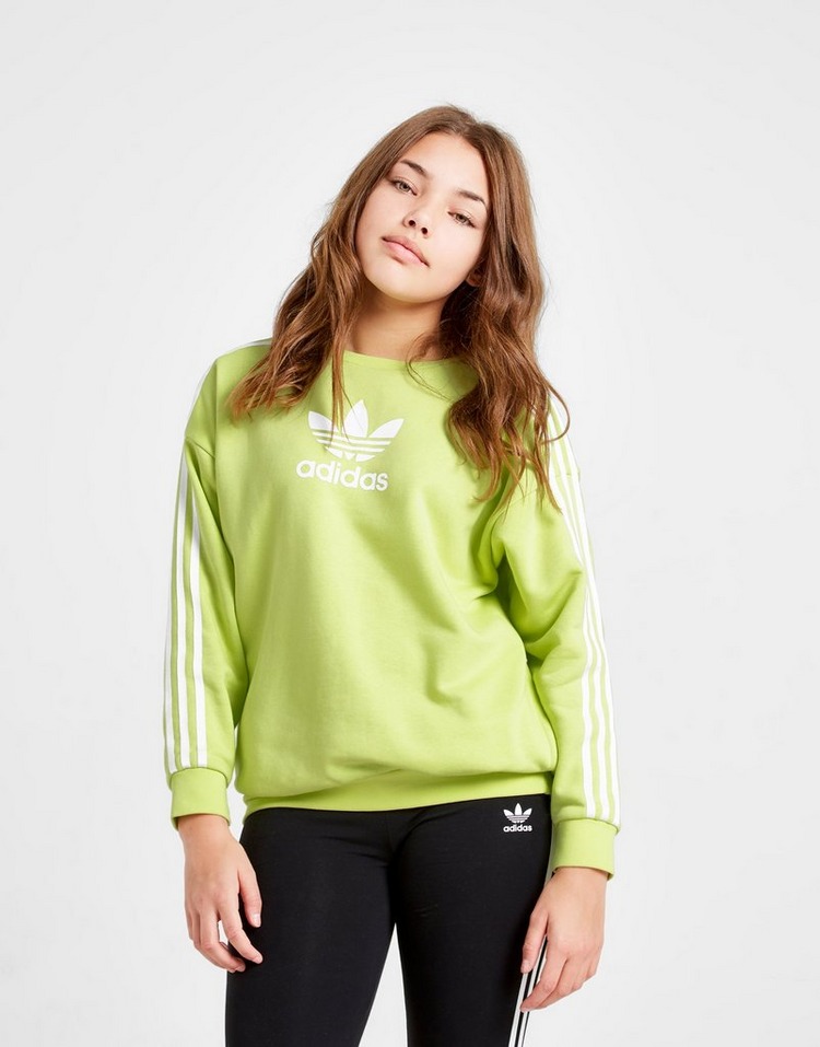 Koop Groen adidas Originals Girls' 3-Stripes Trefoil Crew Sweatshirt ...