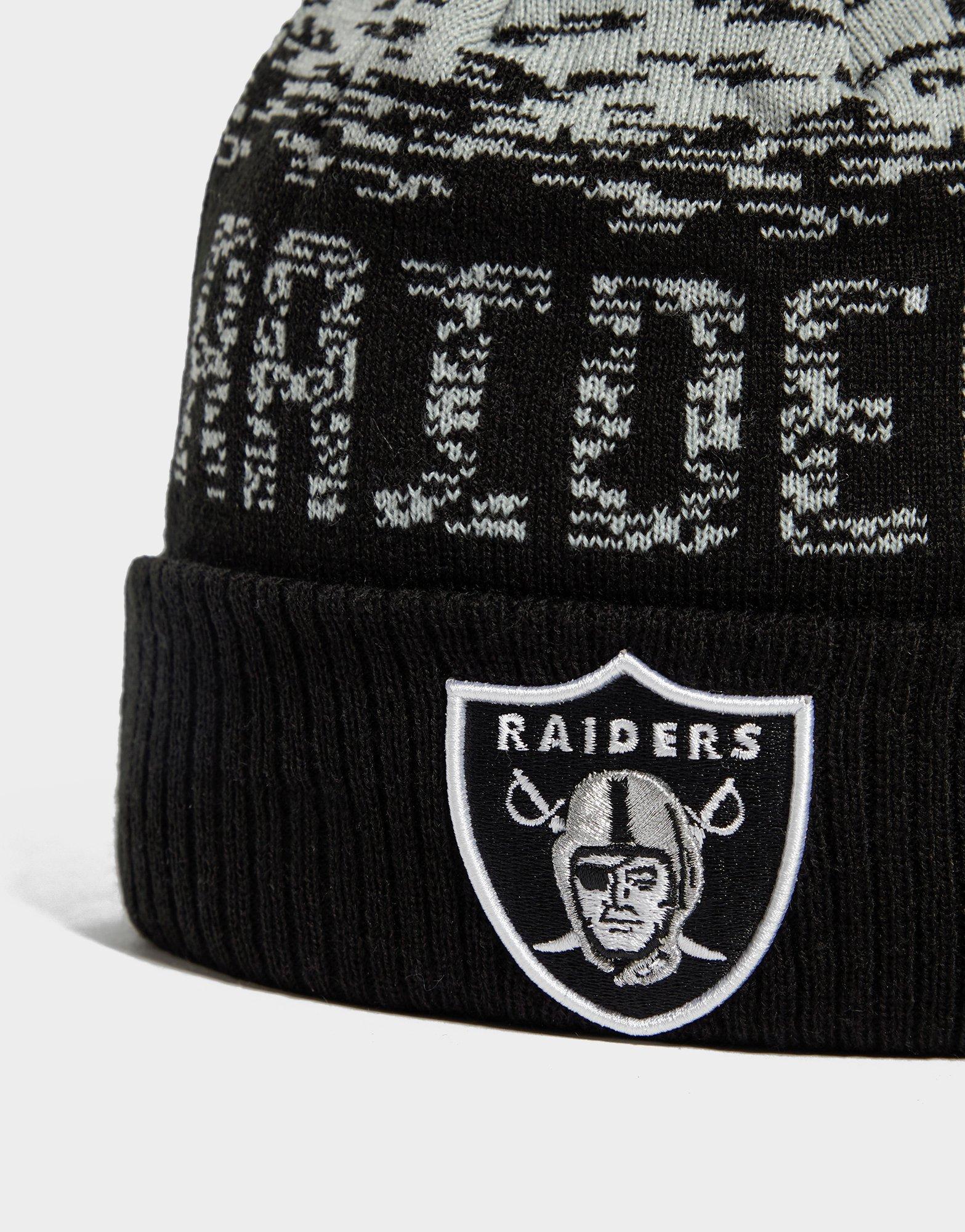 Black New Era NFL Las Vegas Raiders Pom Beanie Hat