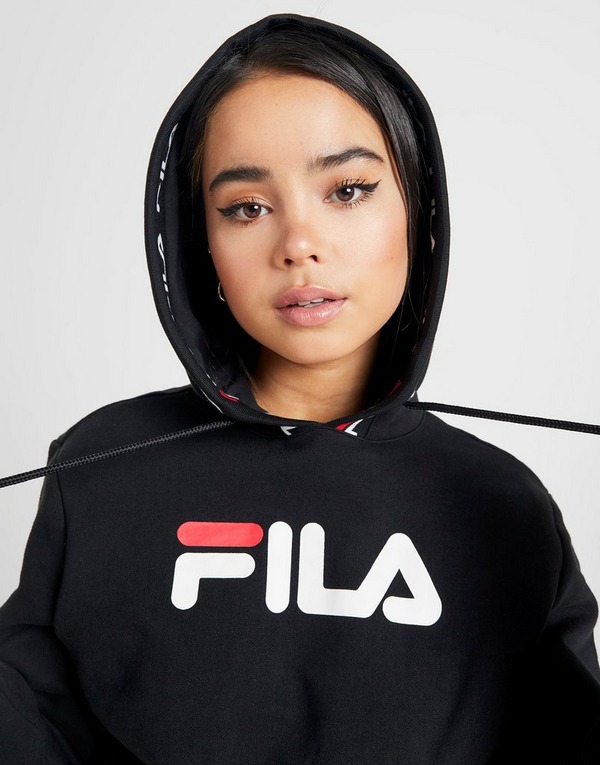 Acquista Fila Jacquard Crop Felpa con cappuccio in Nero | JD Acquista Fila Jacquard Crop Felpa con cappuccio in Nero | JD