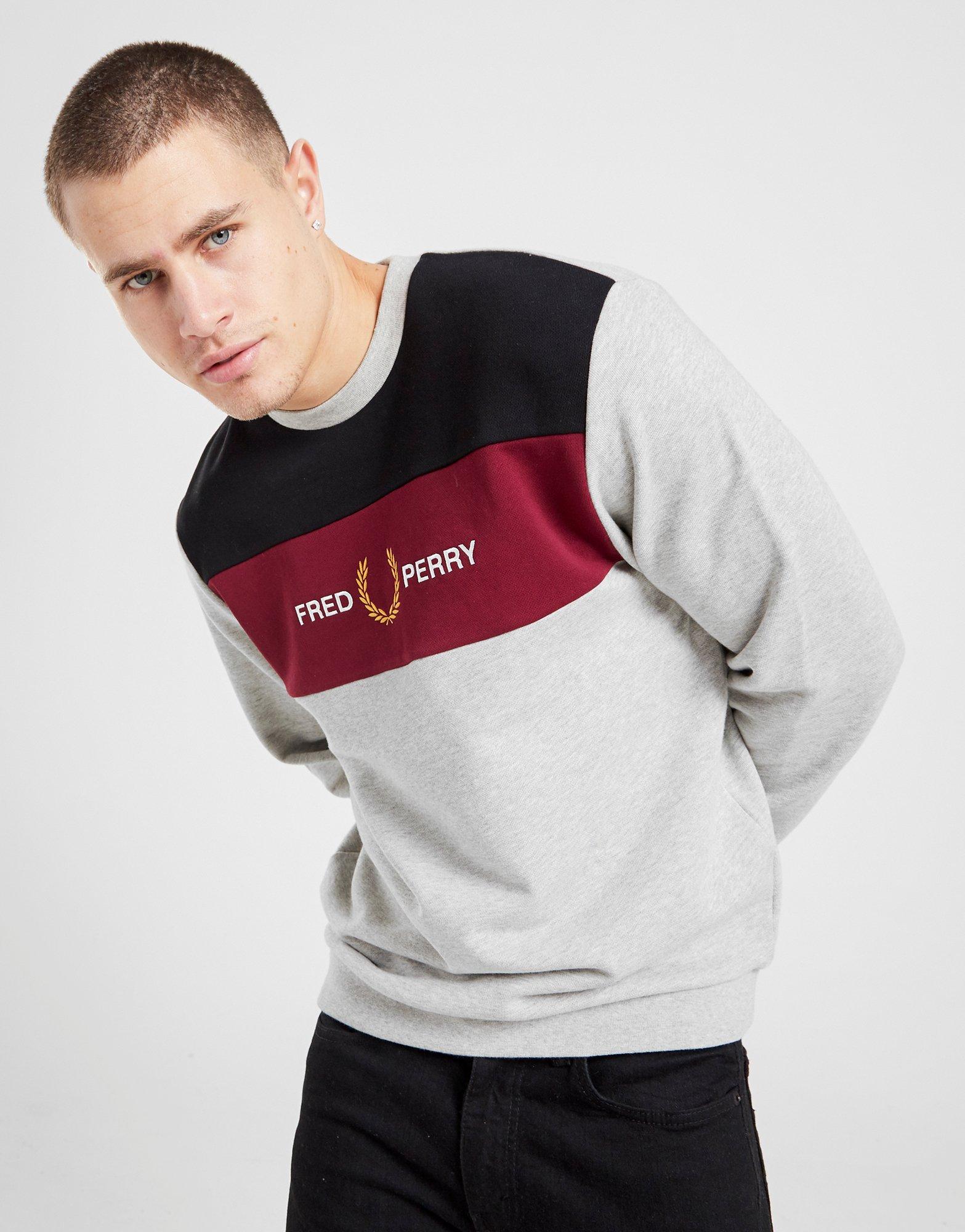 fred perry colour block crew sweatshirt