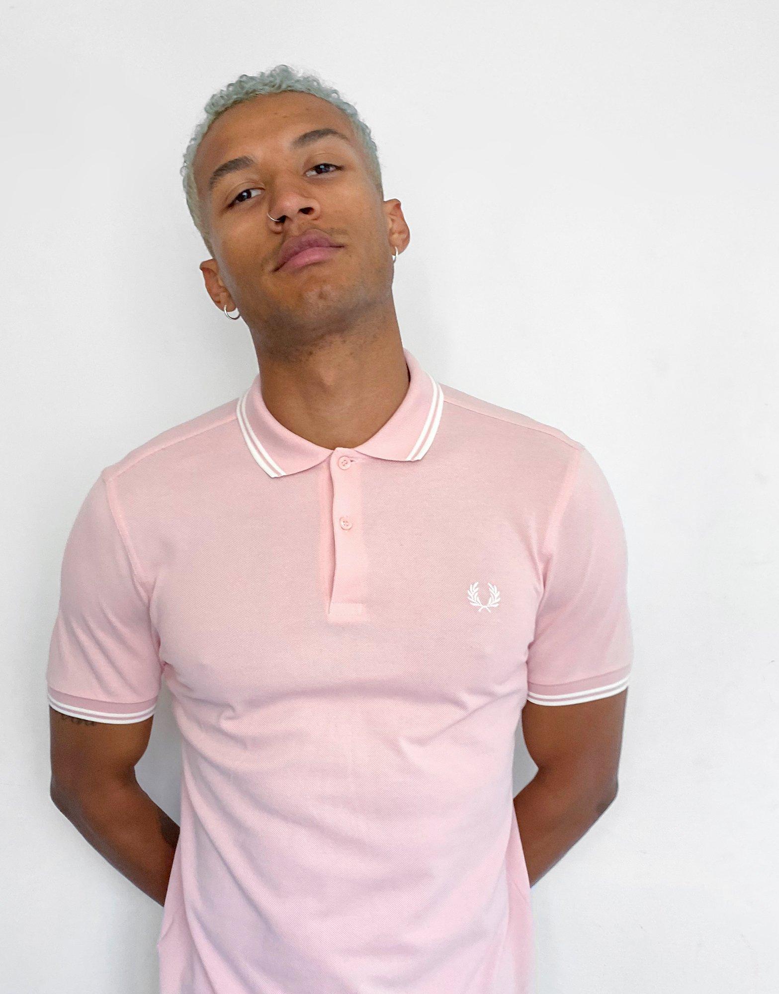 pink fred perry polo shirt mens