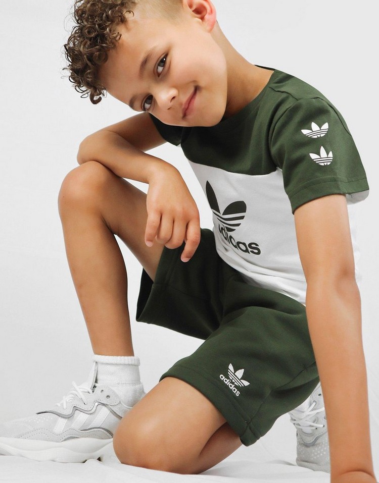 Buy Green adidas Originals Repeat Trefoil T-Shirt/Shorts Set Children ...
