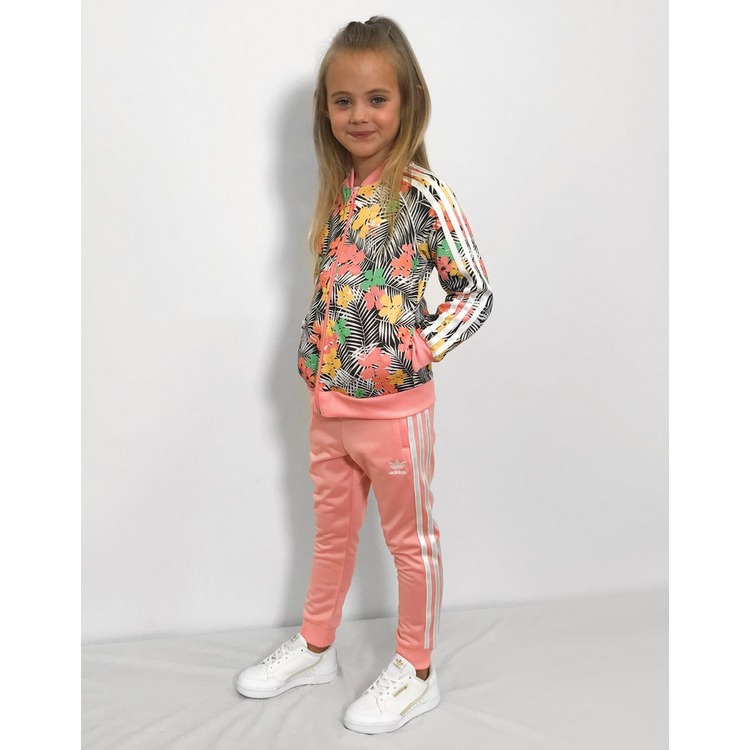 Buy Pink adidas Originals Girls' Print SS Tracksuit Children | JD ...