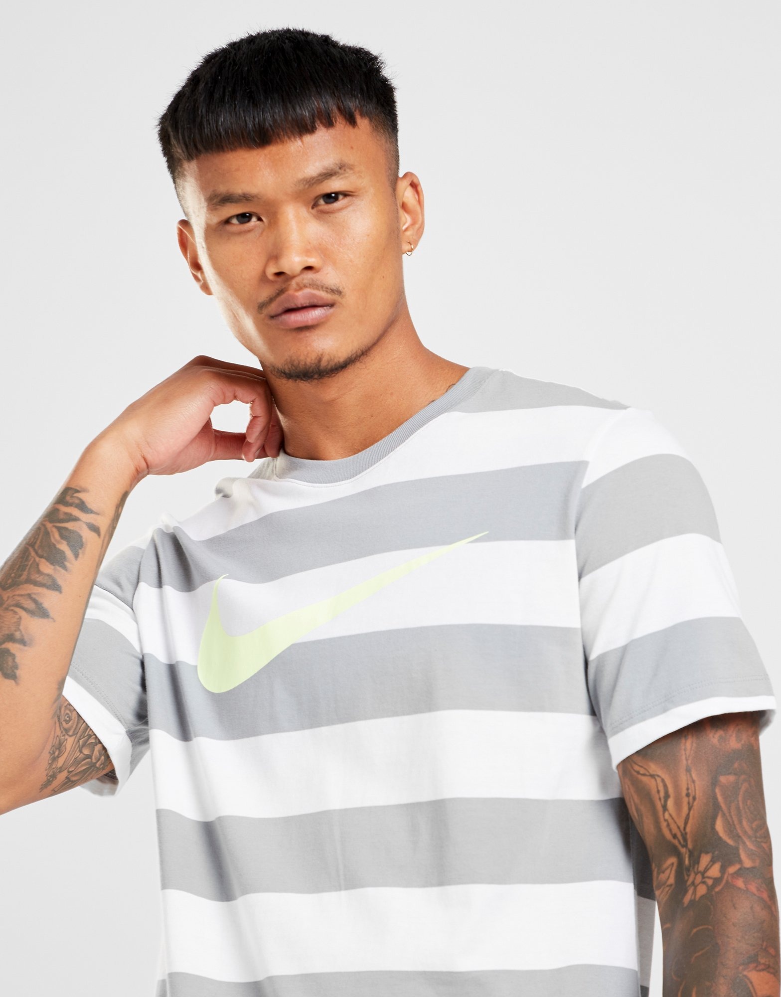 Buy Grey Nike Swoosh Stripe TShirt Men's JD Sports JD Sports Ireland