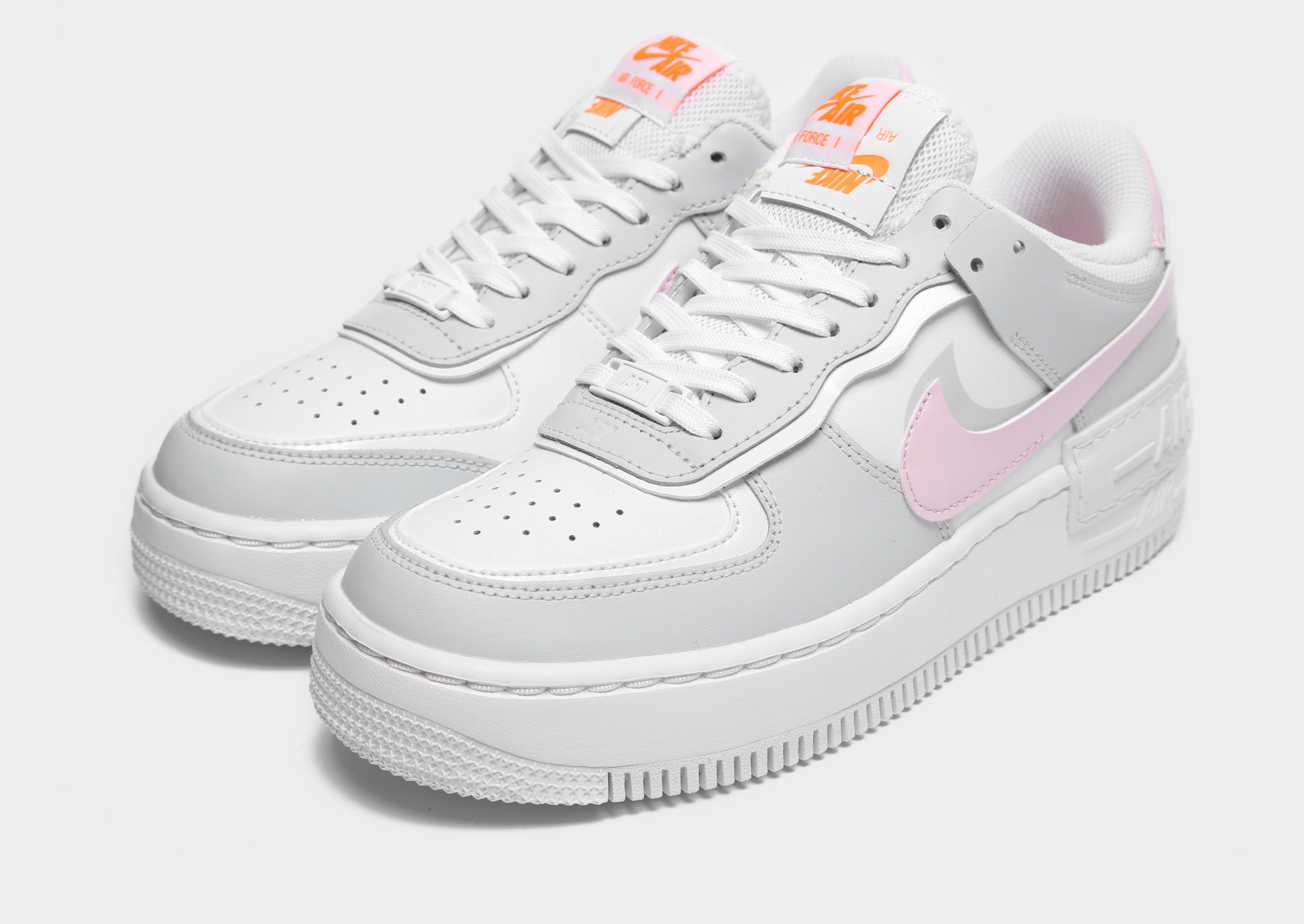 gray and pink air force ones