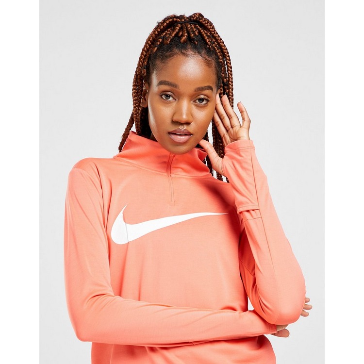 nike running swoosh half zip mid layer top in volt