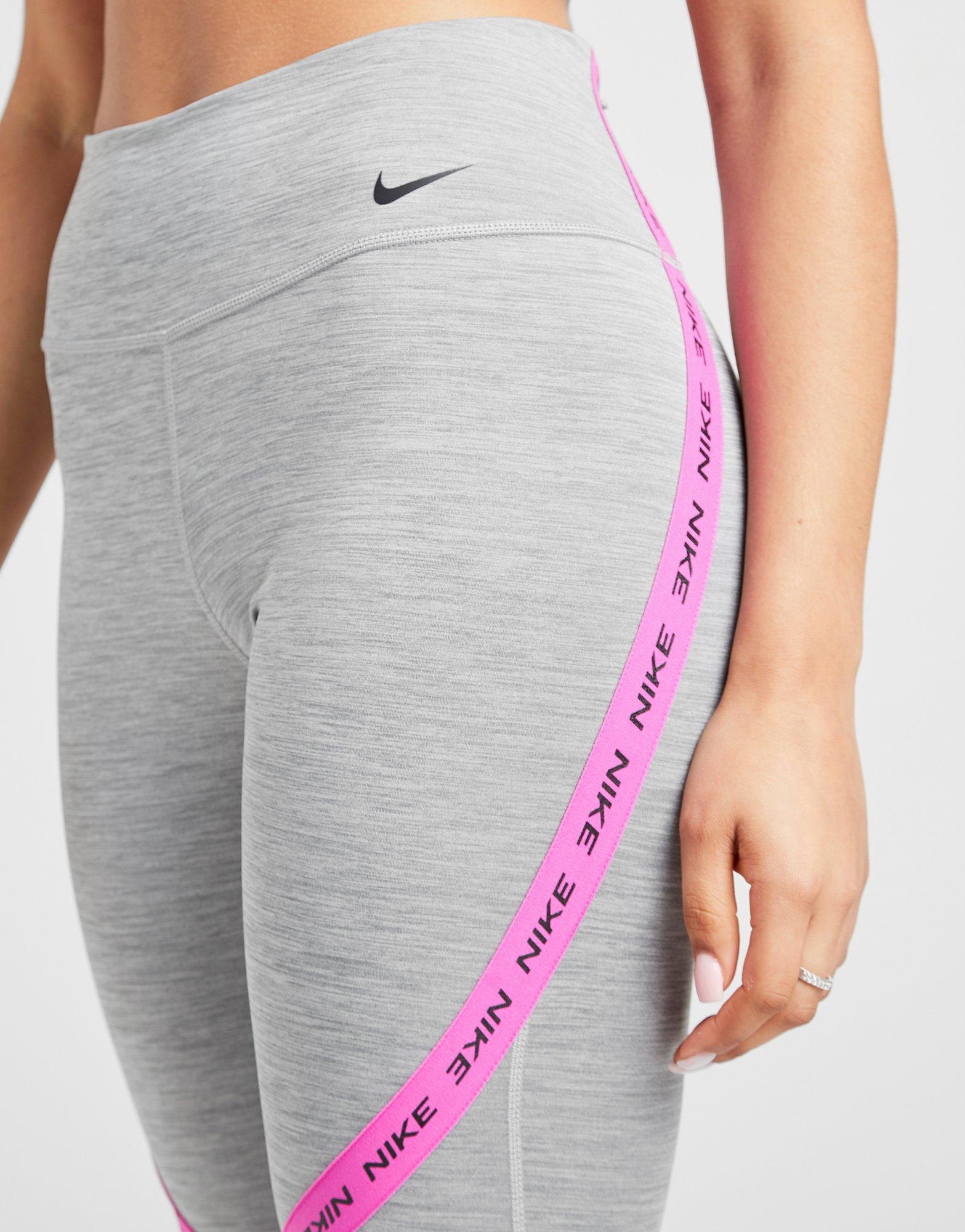 nike training one tight cropped leggings with taping in black