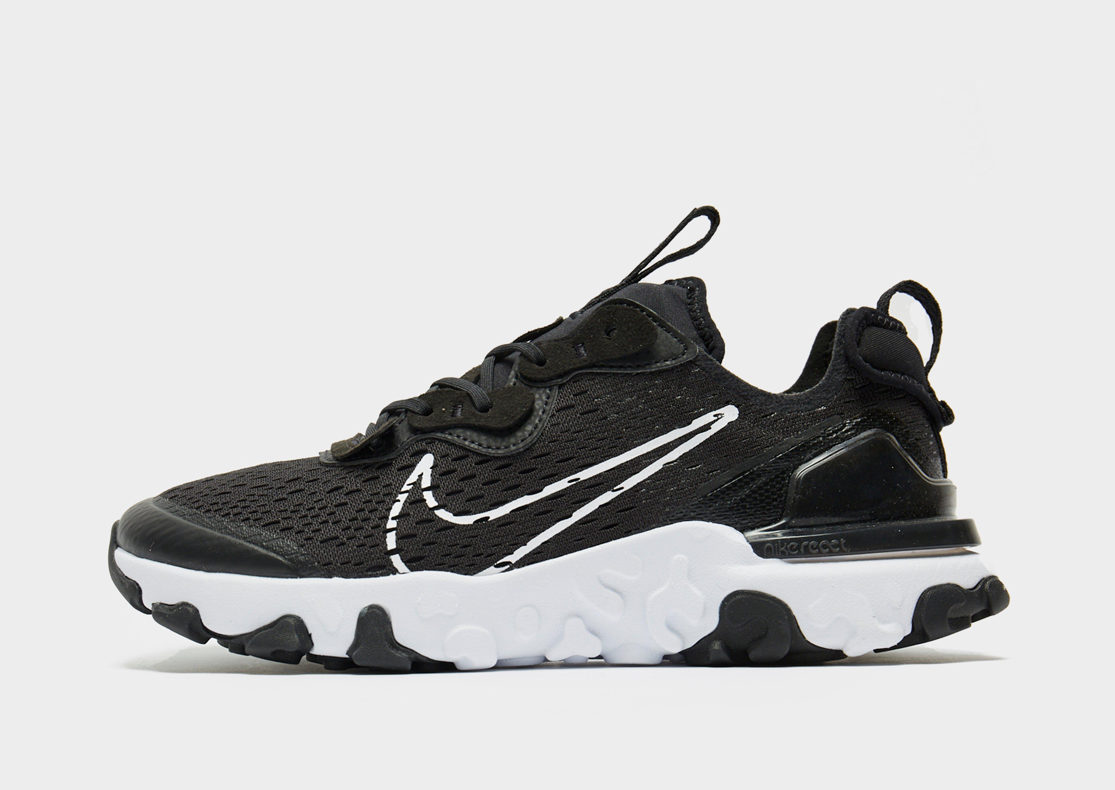 nike react black and white junior