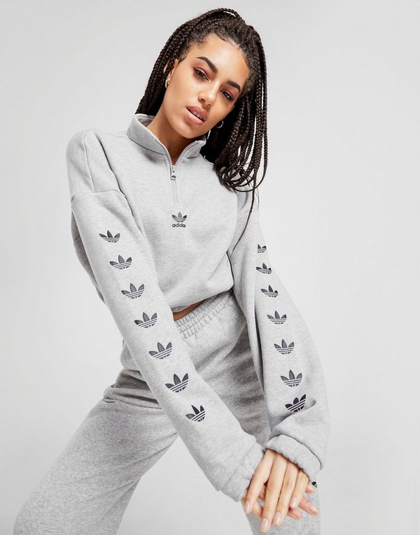 Adidas Originals Repeat Trefoil 1 4 Zip Sweatshirt