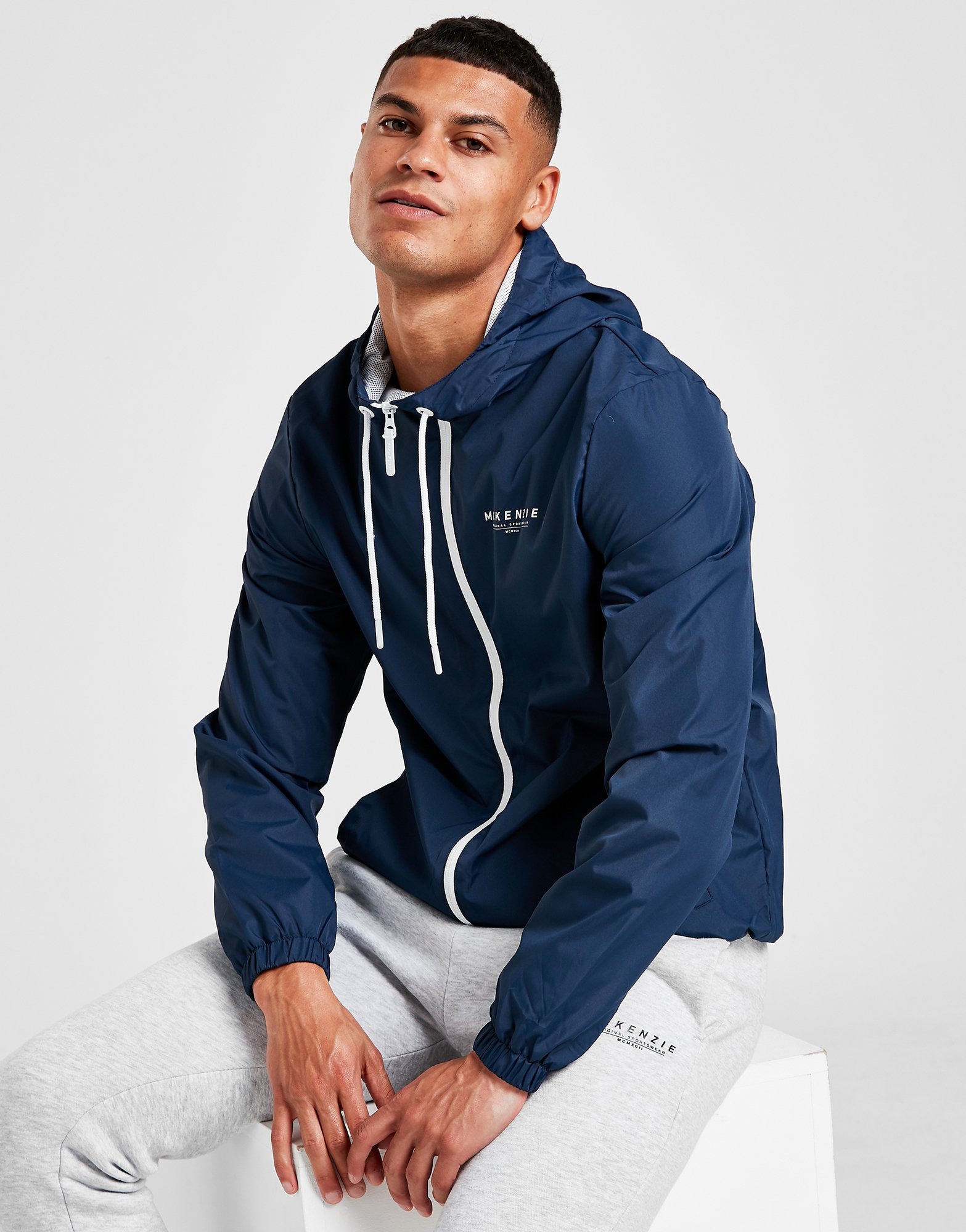 Buy Blue McKenzie Essential Full Zip Windbreaker Jacket | JD Sports ...